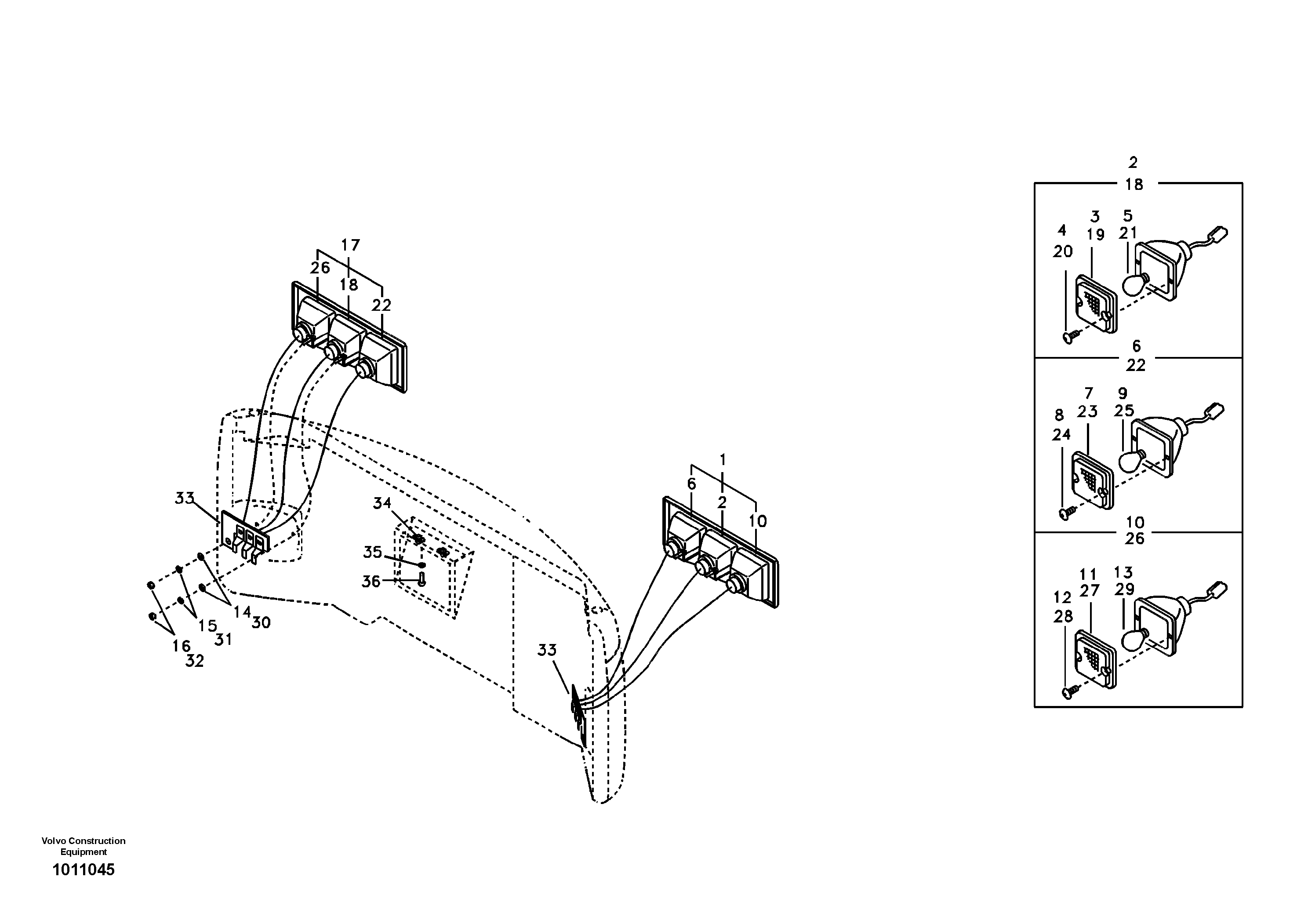 Lighting, rear — volvo parts diagram