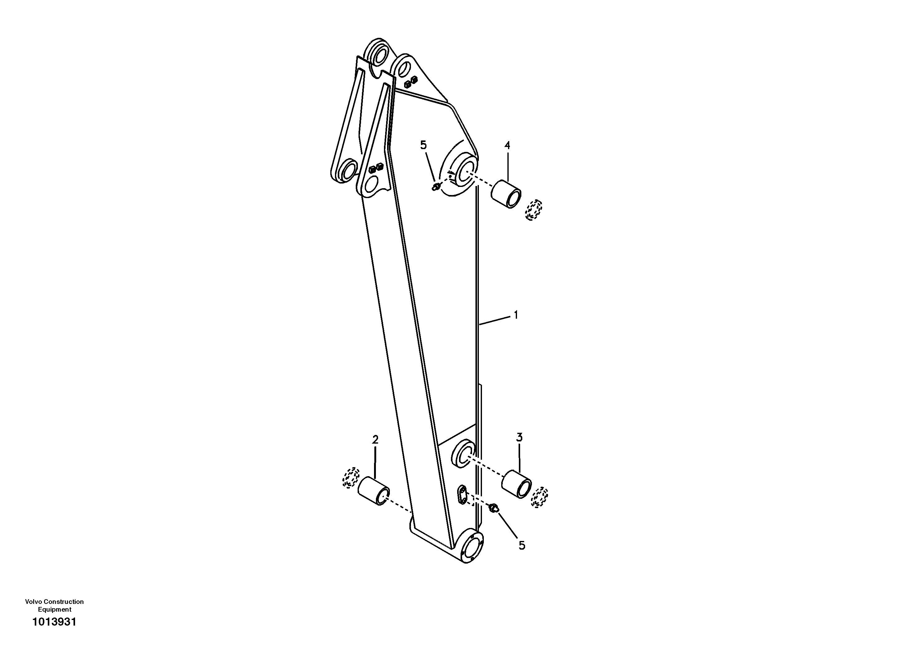 Dipper arm and grease piping with piping seat — volvo parts diagram