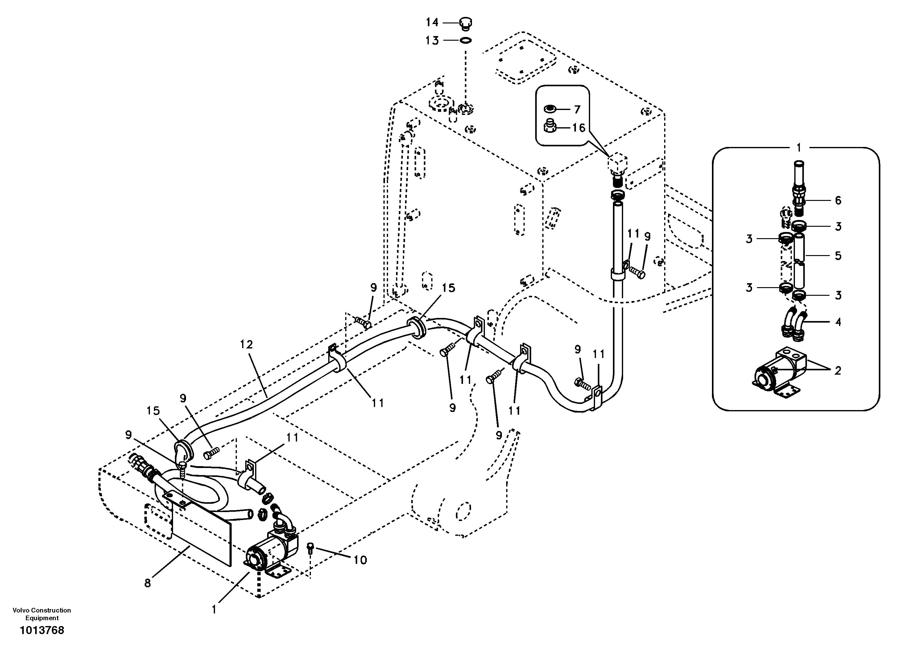 Fuel filling pump with assembling details — volvo parts diagram