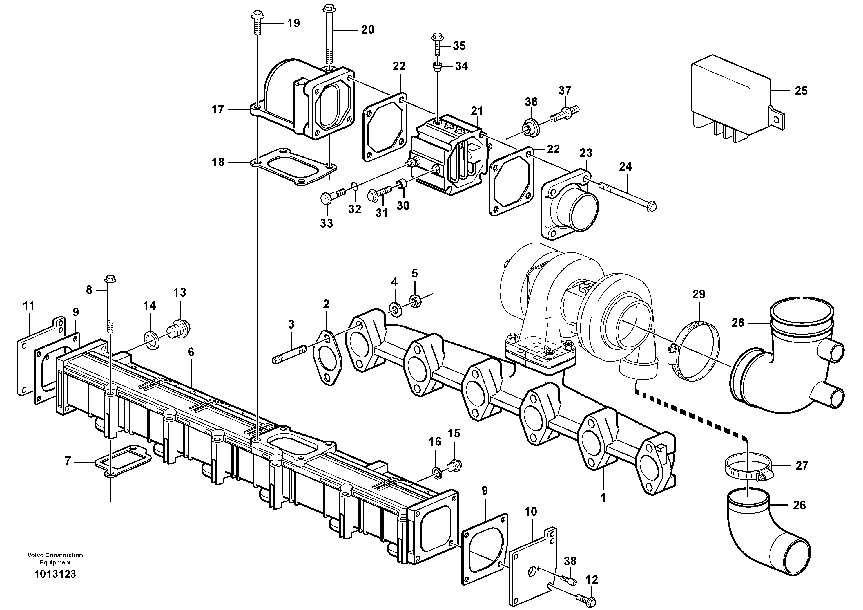 Inlet manifold and exhaust manifold — volvo parts diagram