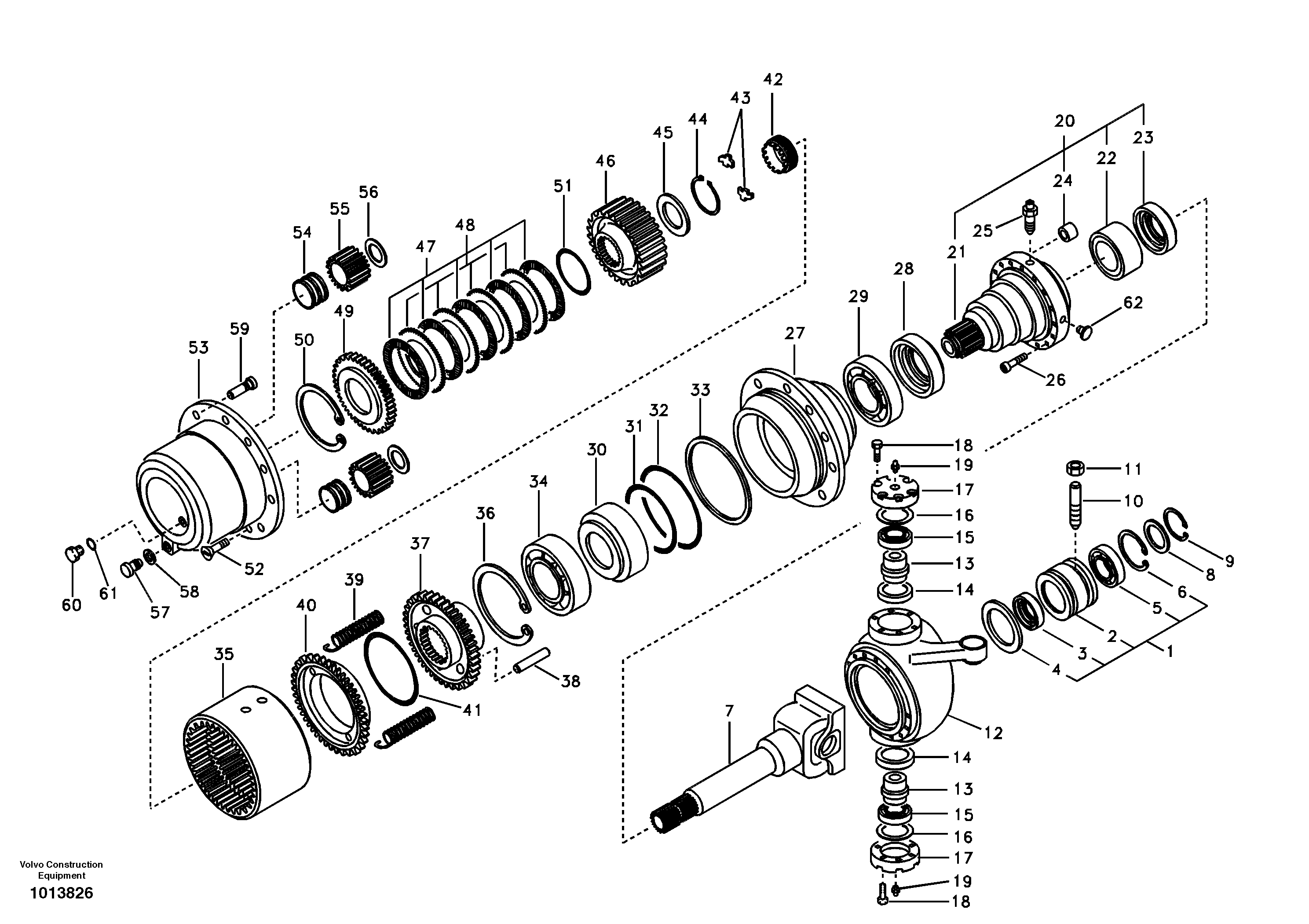 Hub reduction, front axle — volvo parts diagram