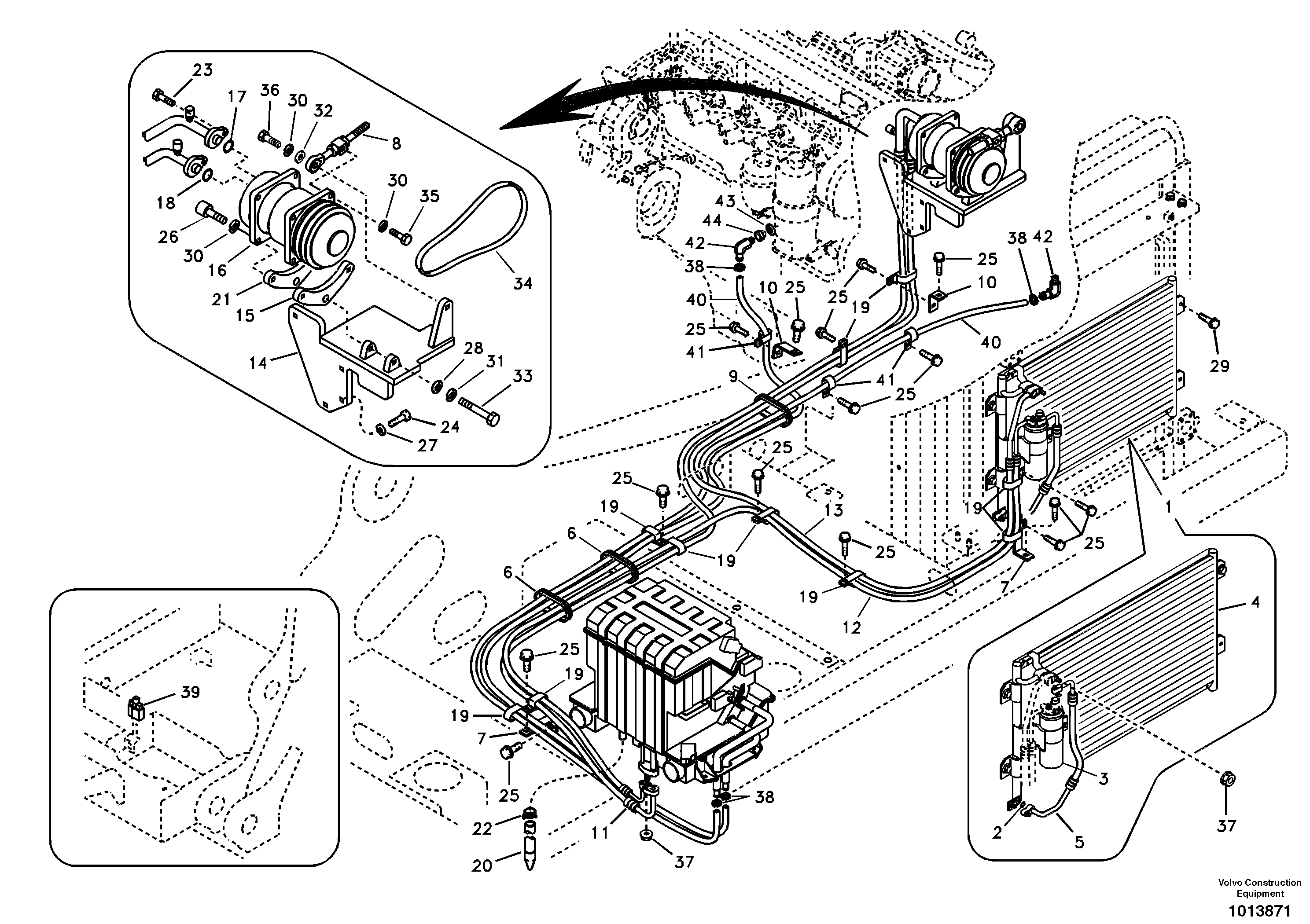 Air conditioning line, cooling and heater — volvo parts diagram