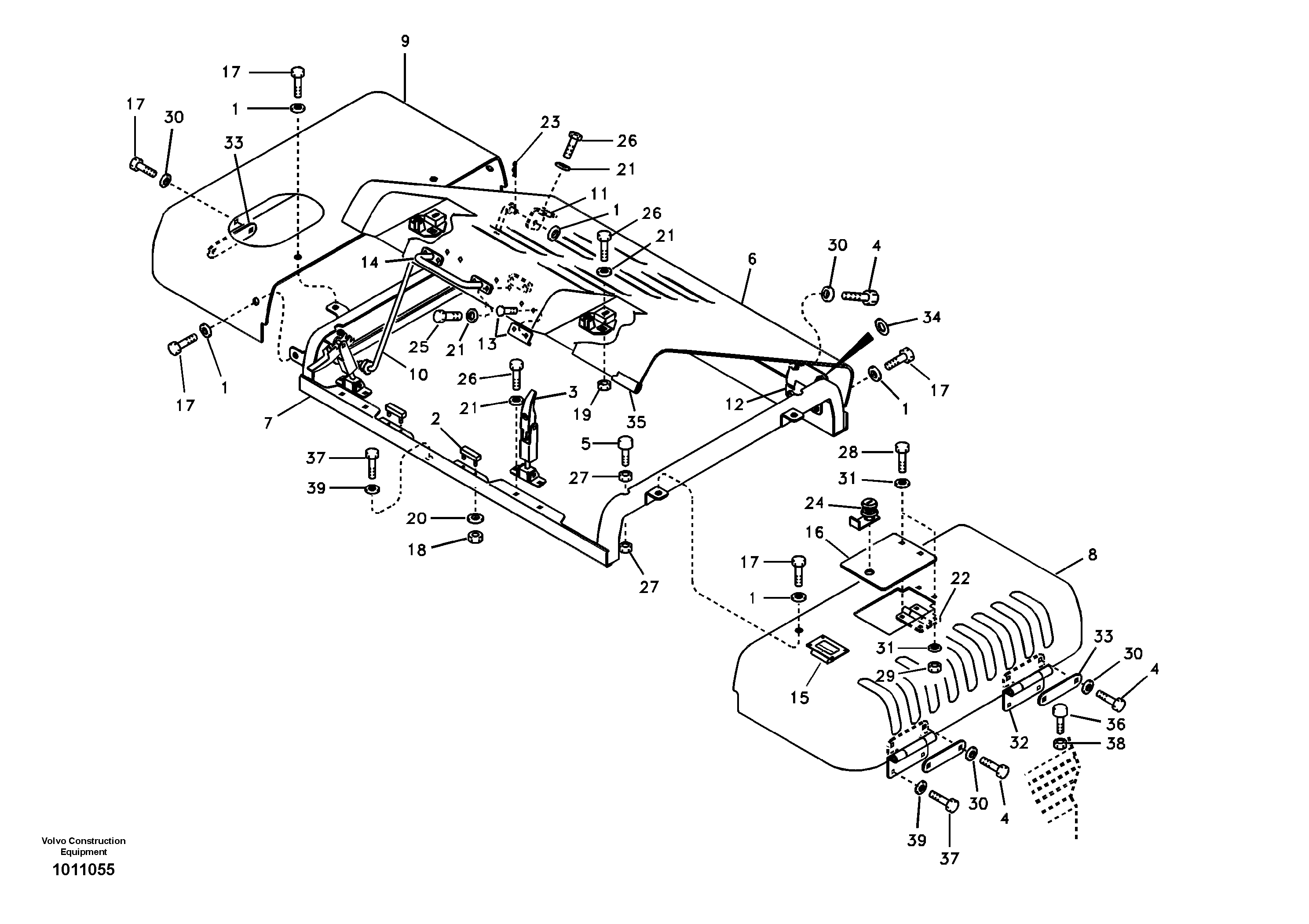 Cowl frame, cover and hood — volvo parts diagram