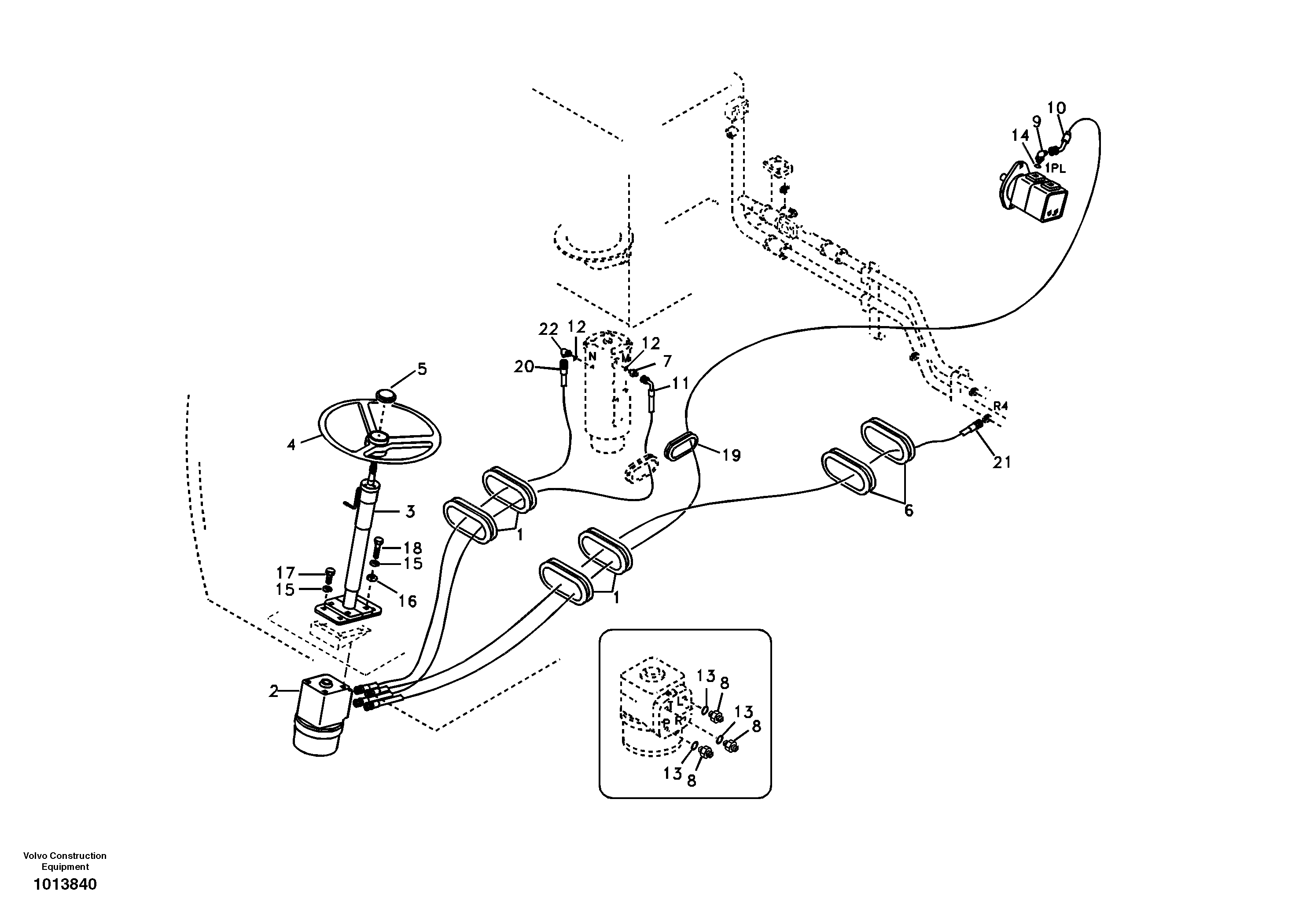 Steering wheel and column — volvo parts diagram