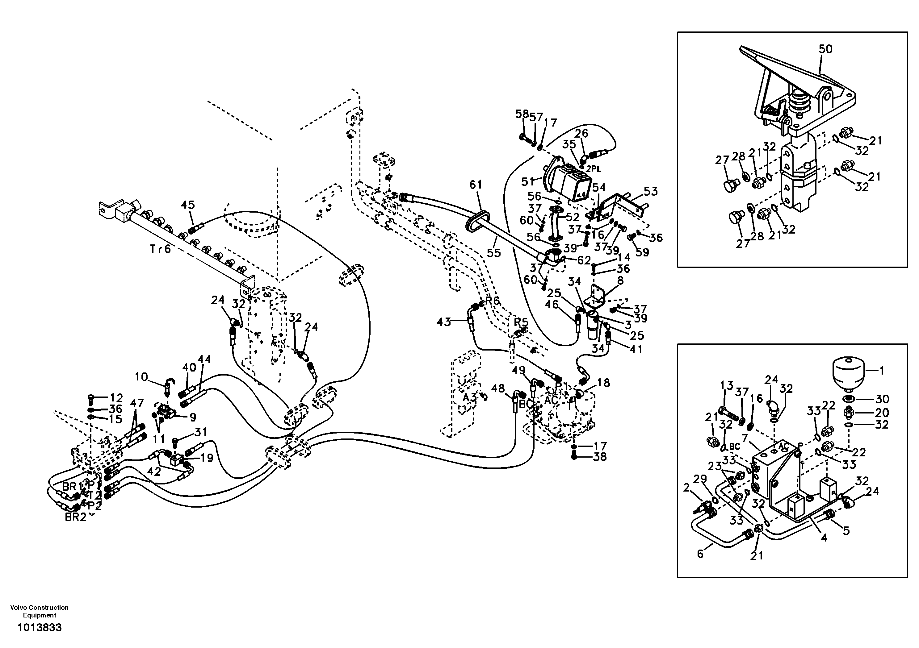 Hydraulic system, upper brake line — volvo parts diagram