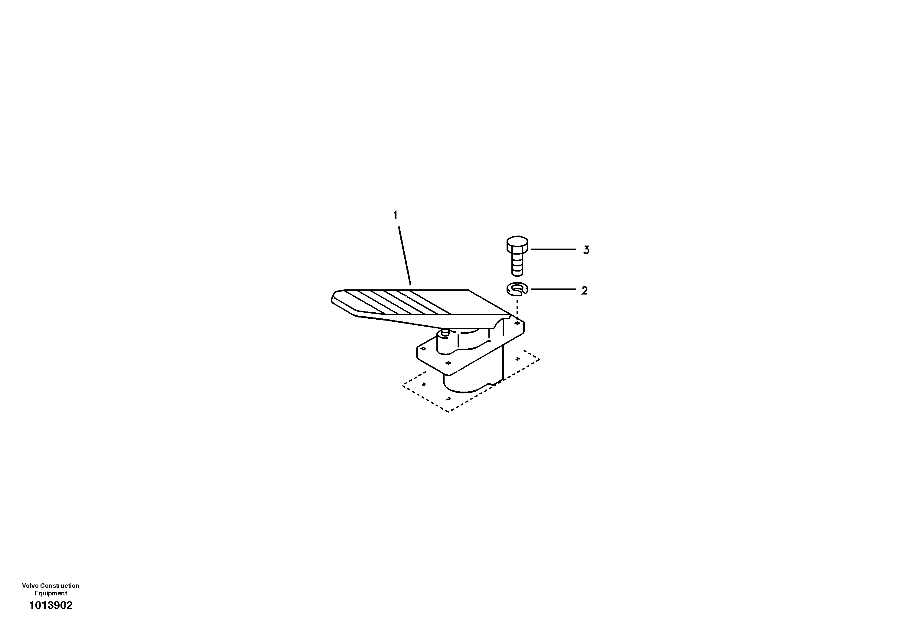 Remote control valve pedal with fitting parts — volvo parts diagram