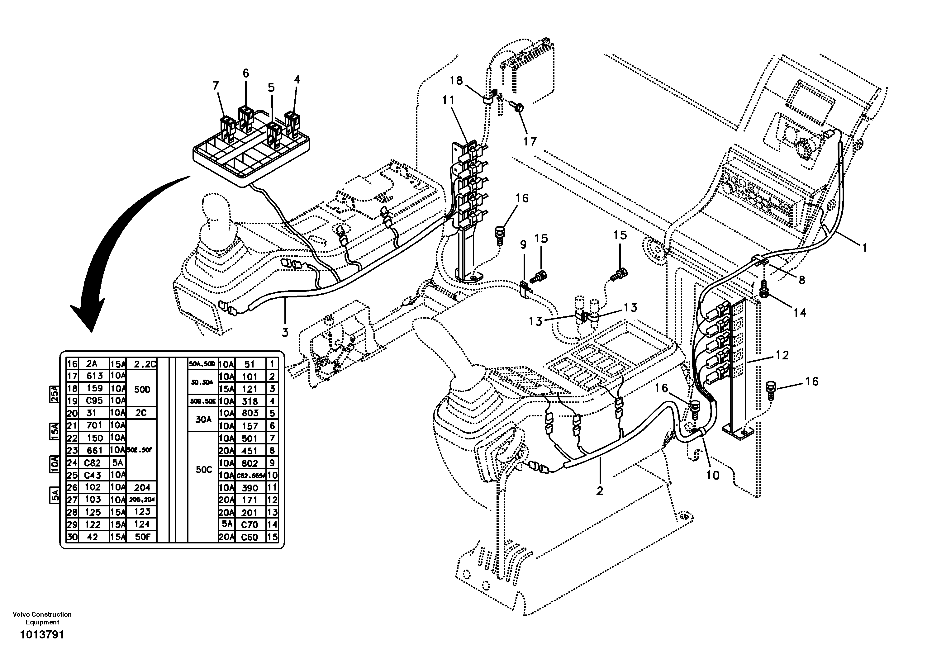 Cable and wire harness, instrument panel — volvo parts diagram
