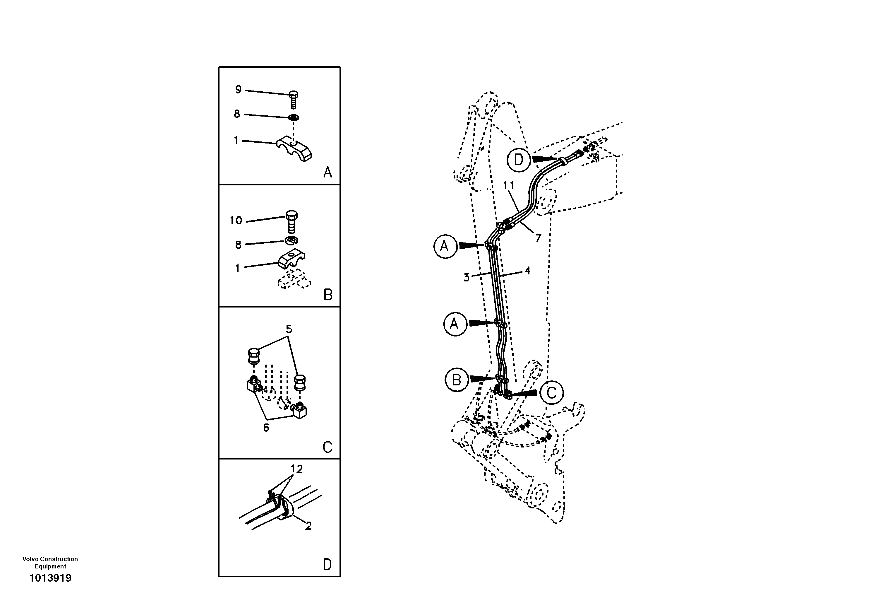 Working hydraulic, quick fit on dipper arm — volvo parts diagram