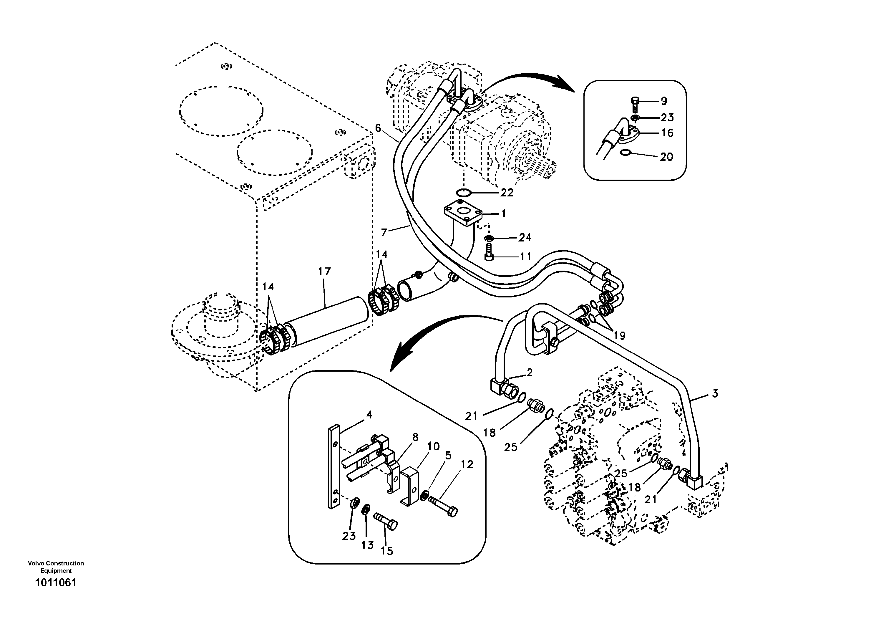 Hydraulic system, hydraulic tank to hydraulic pump — volvo parts diagram