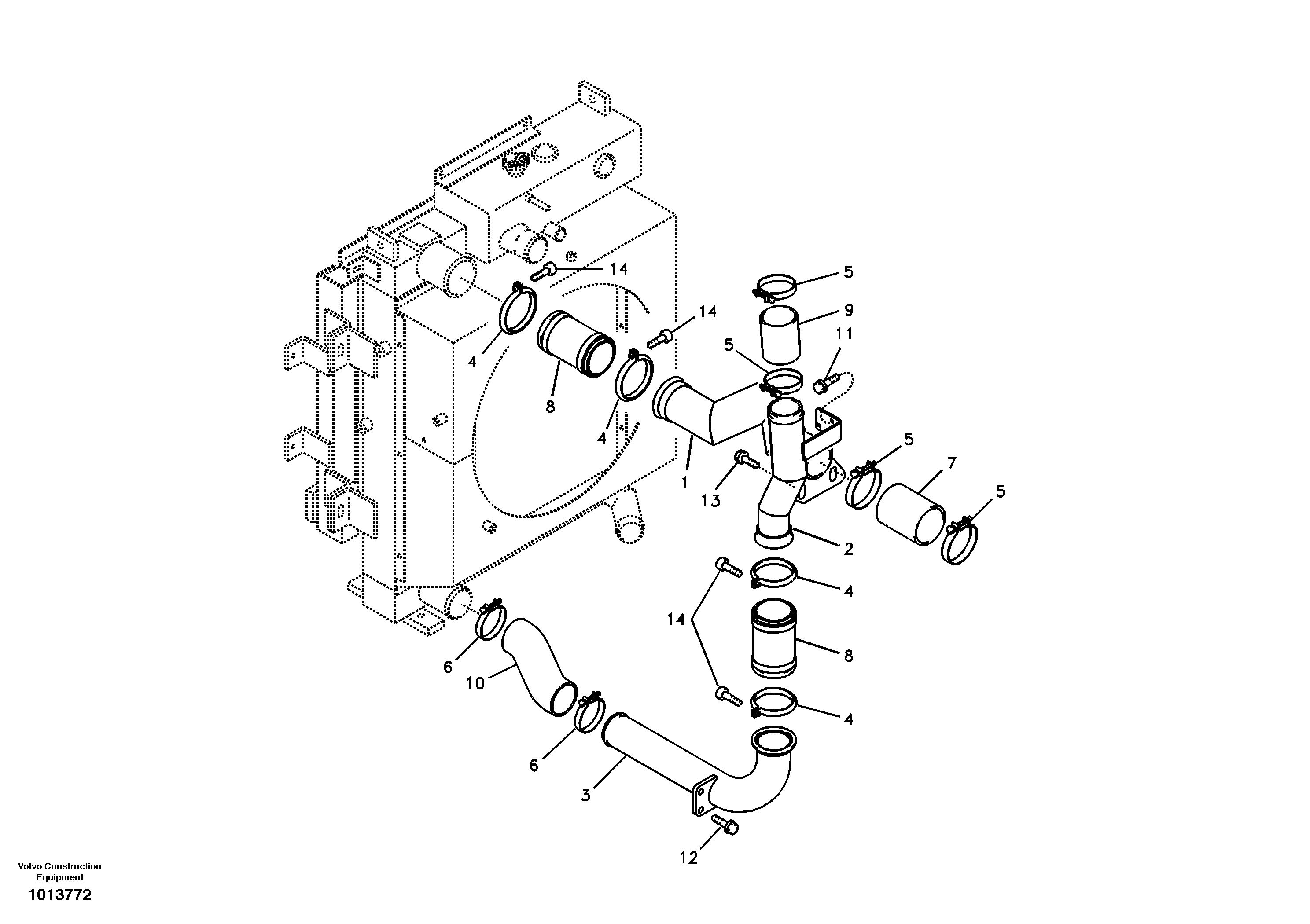 Charge air cooler, plumbing — volvo parts diagram