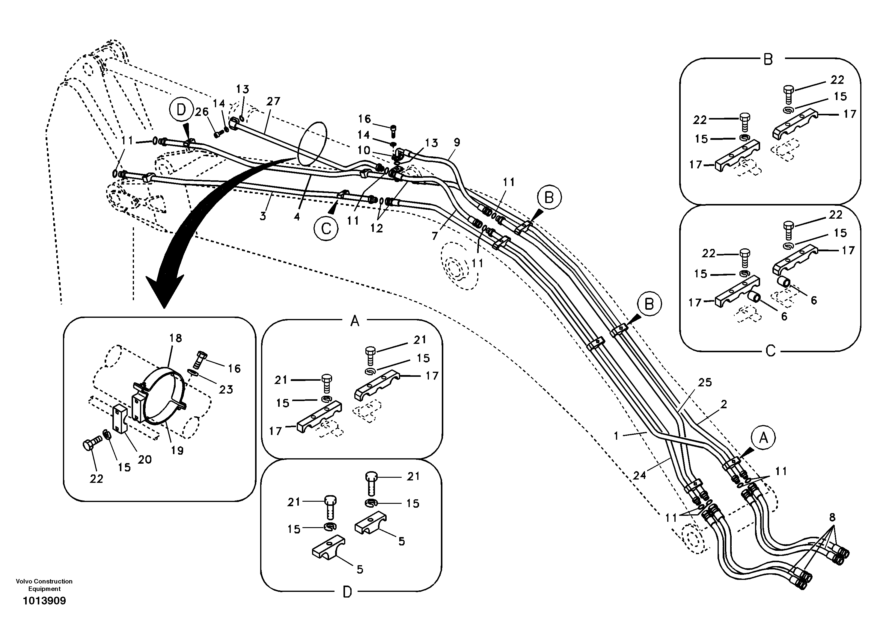 Working hydraulic, dipper arm cylinder on boom. — volvo parts diagram