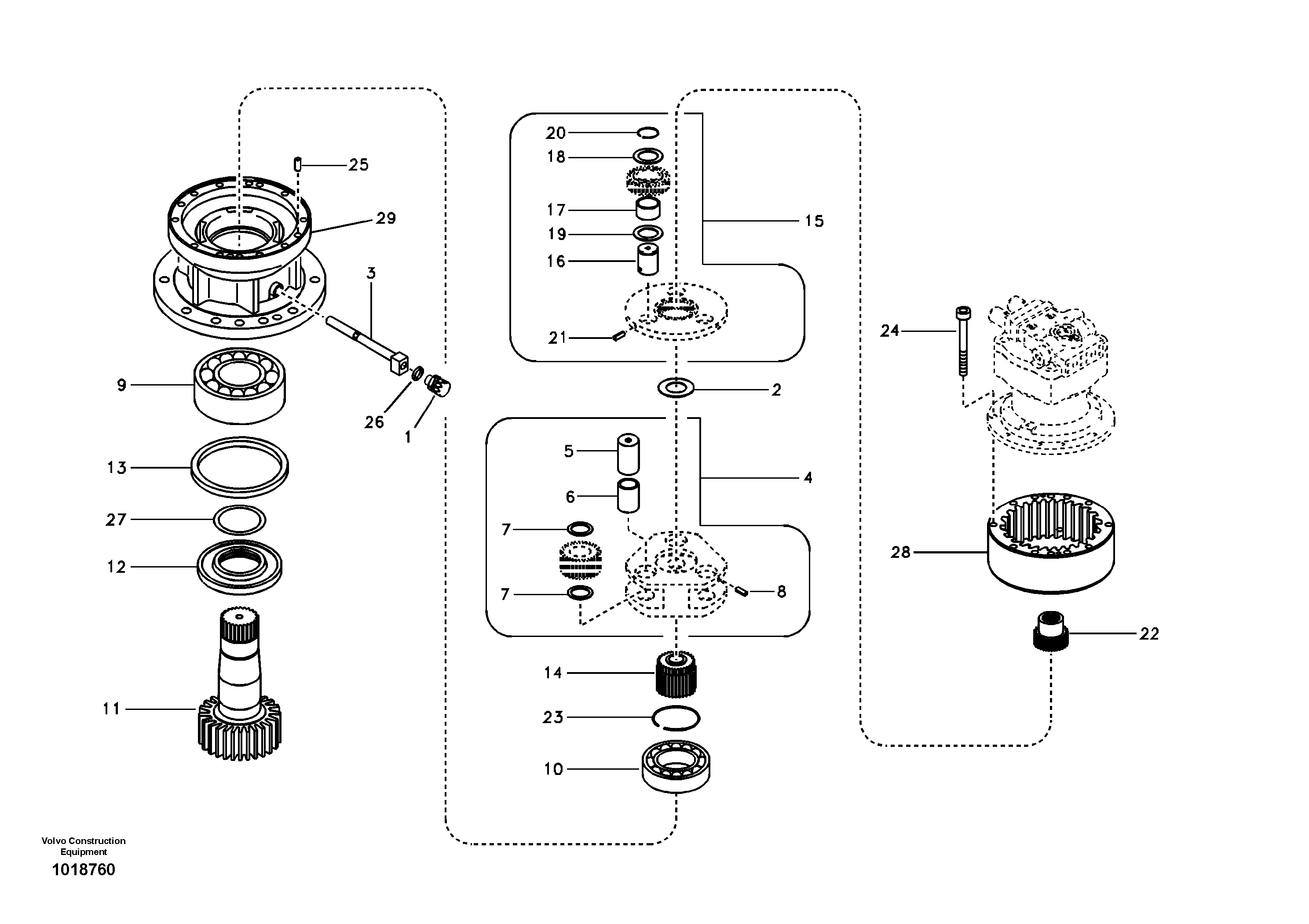Swing gearbox — volvo parts diagram