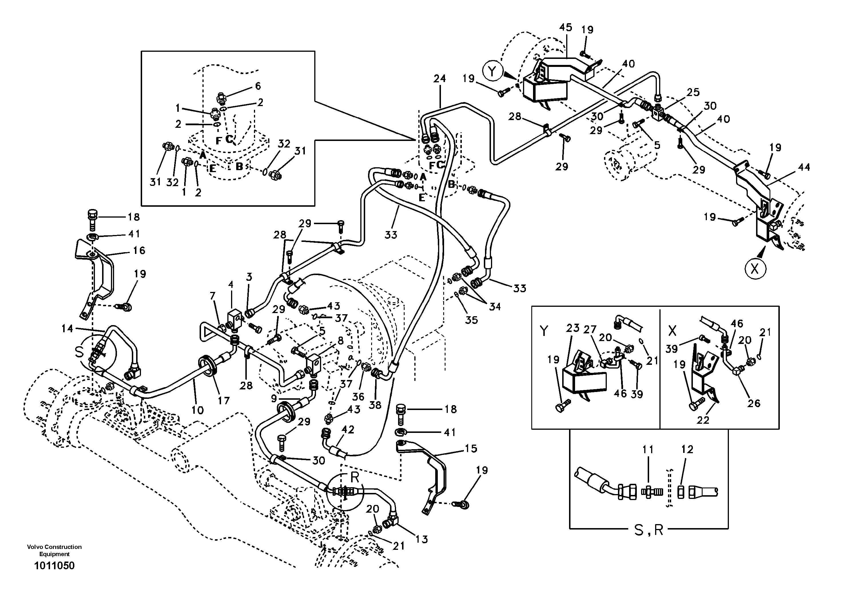 Hydraulic system, lower brake line — volvo parts diagram