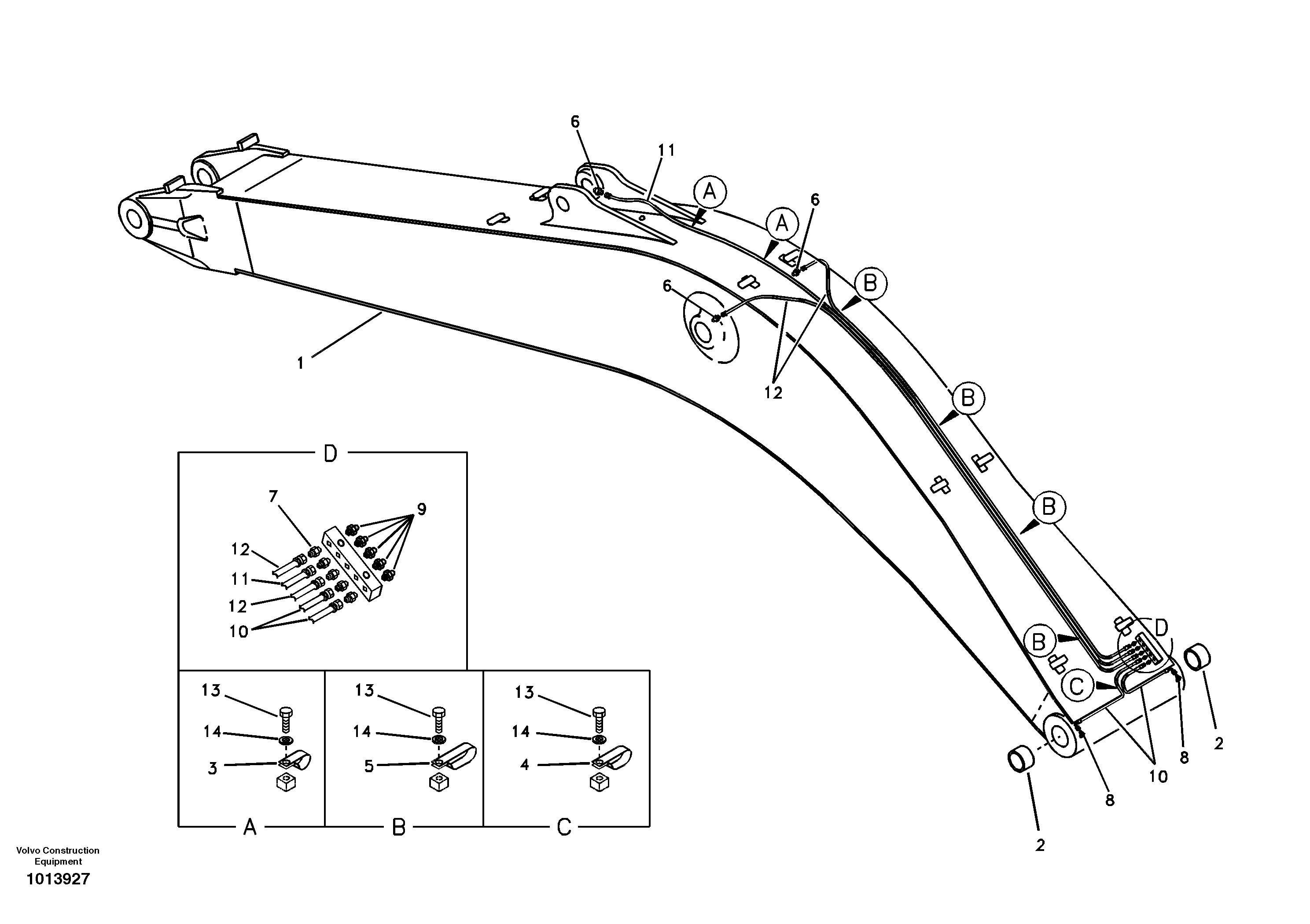 Boom and grease piping — volvo parts diagram