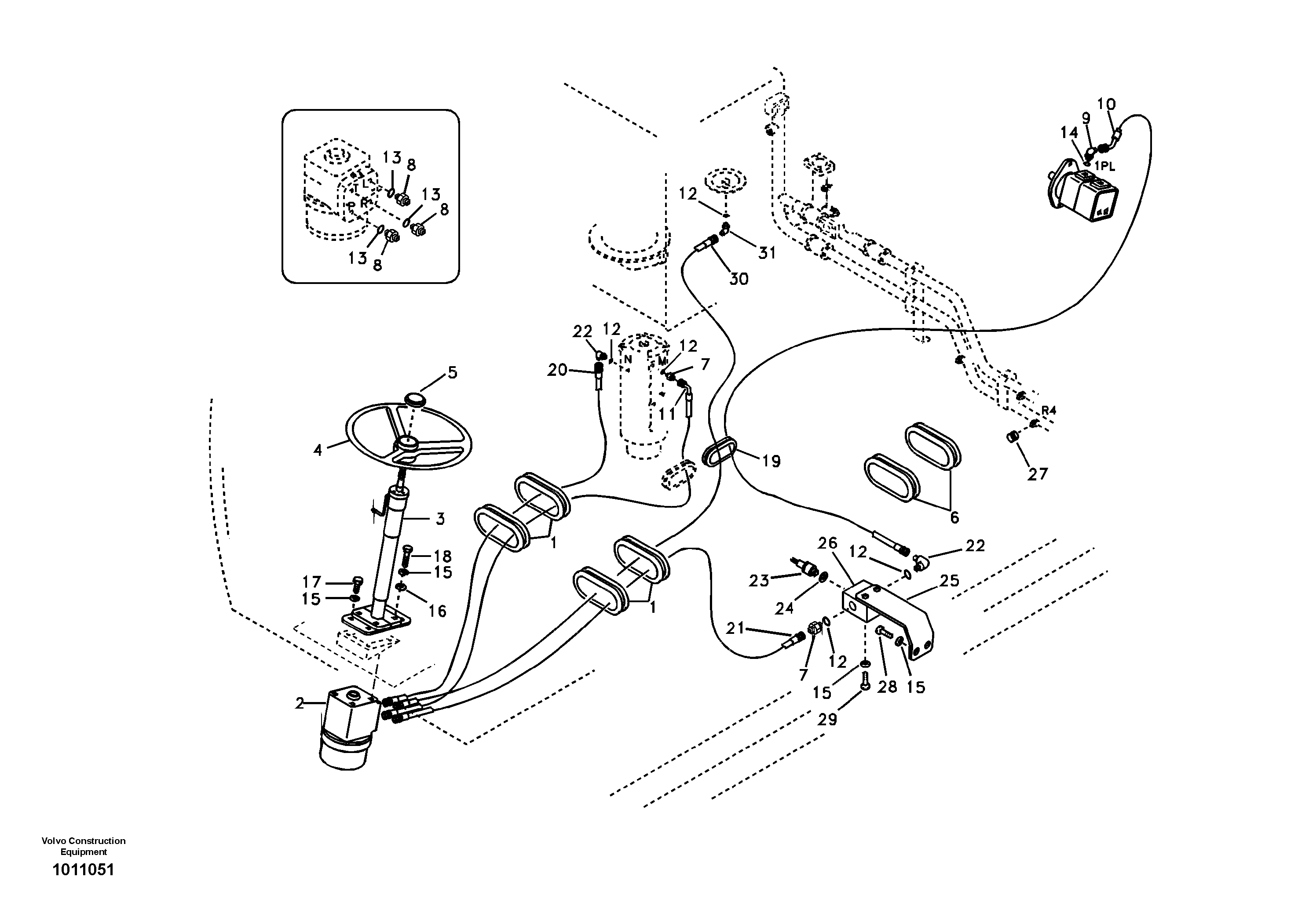 Steering wheel and column — volvo parts diagram