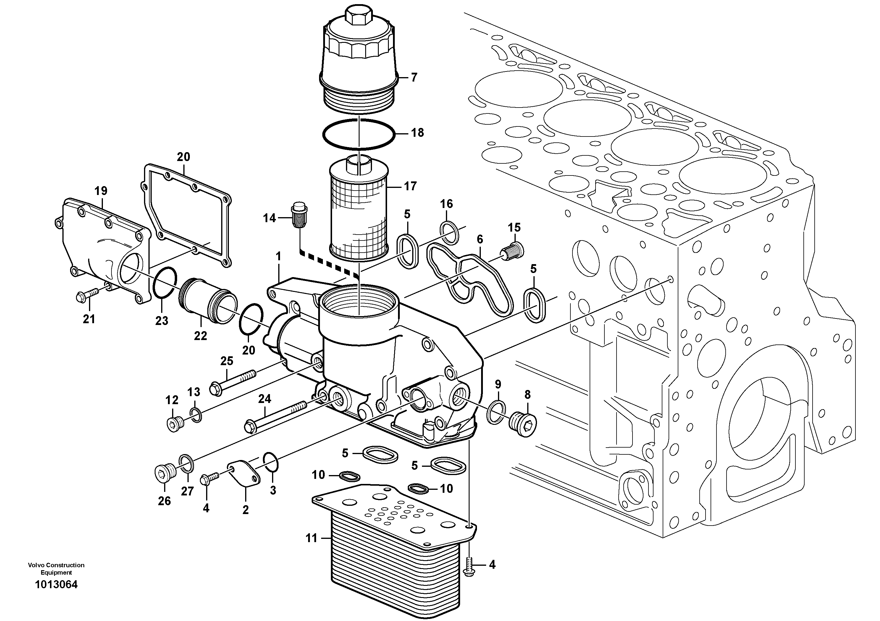 Oil cooler — volvo parts diagram