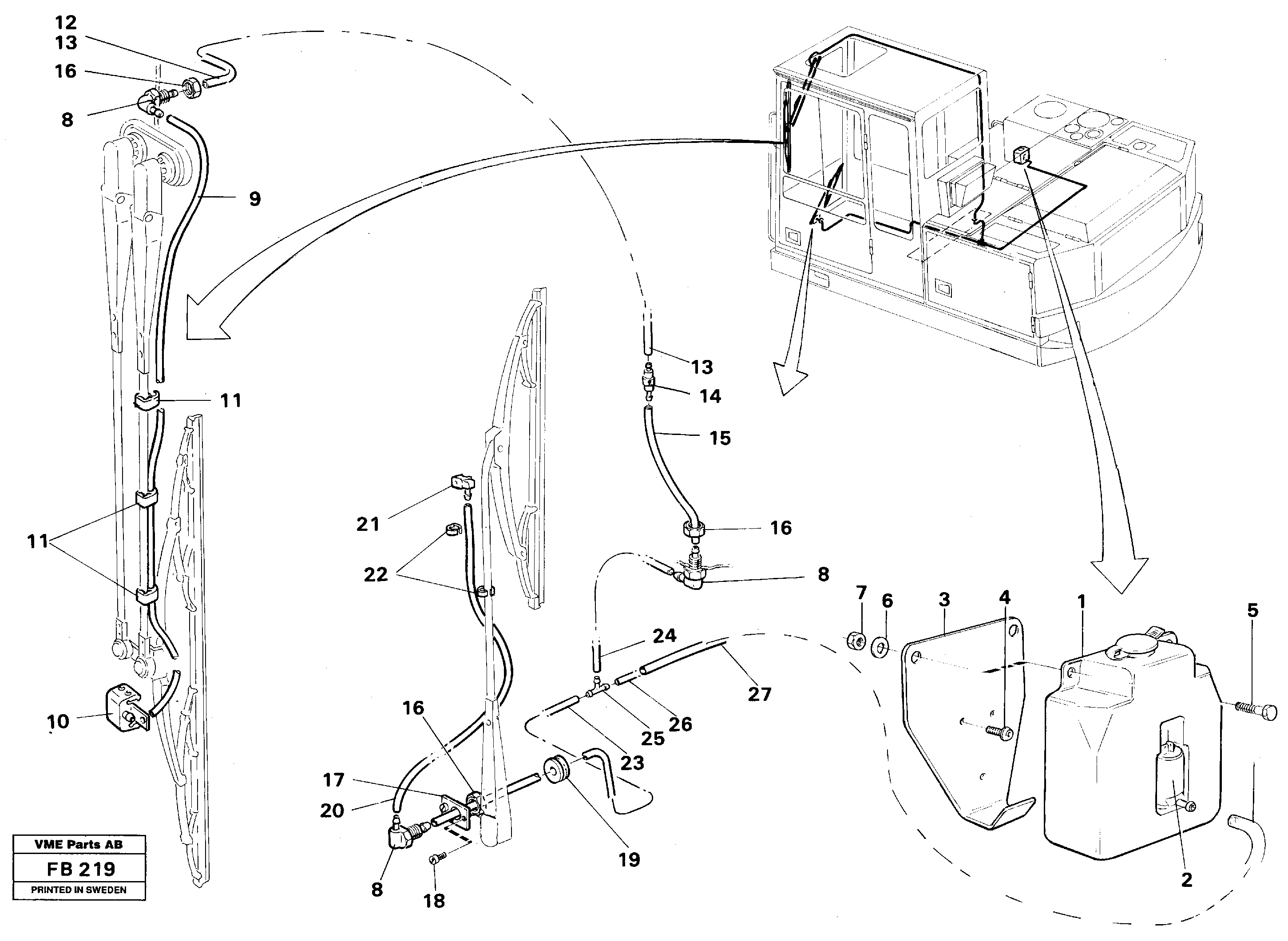 Windshield washer — volvo parts diagram