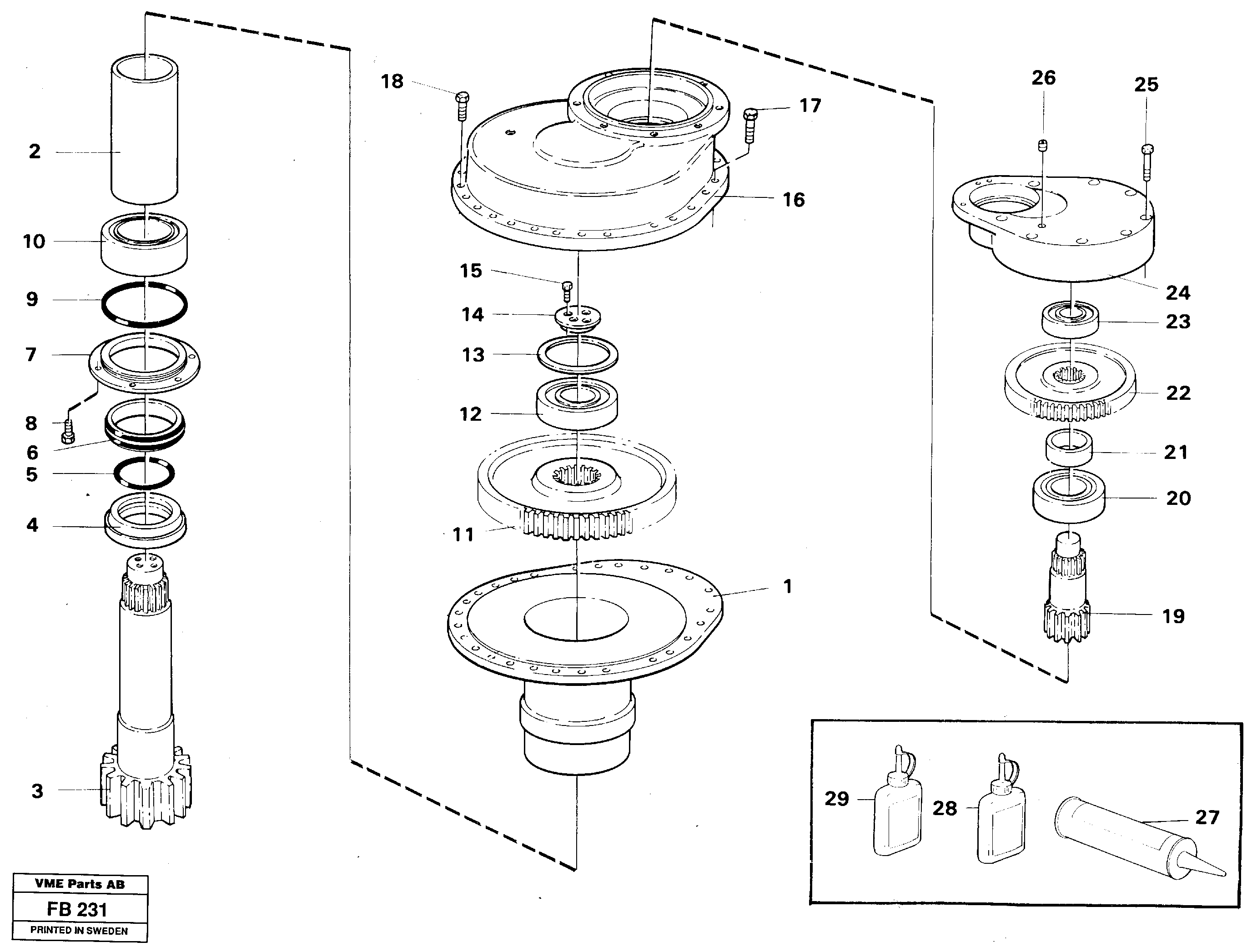 Swing gearbox — volvo parts diagram