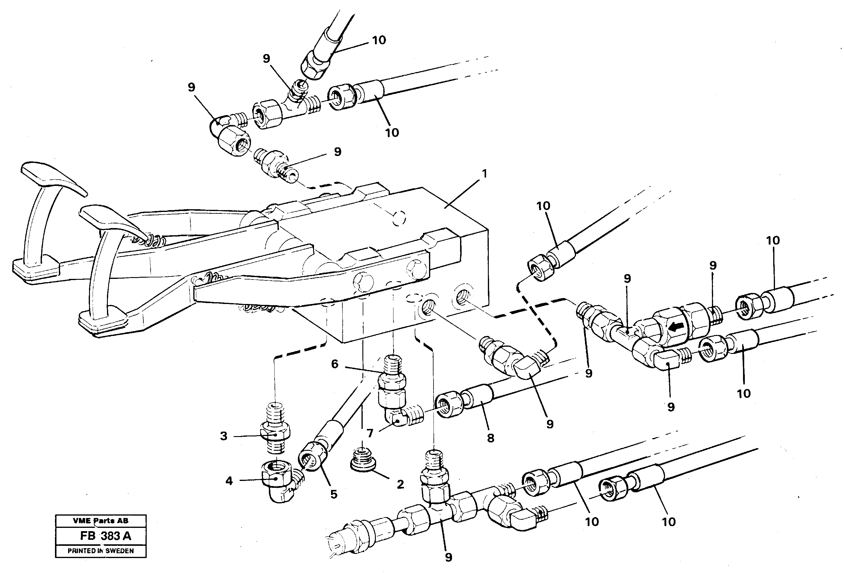 Hydraulic system Pedal valve, travel — volvo parts diagram