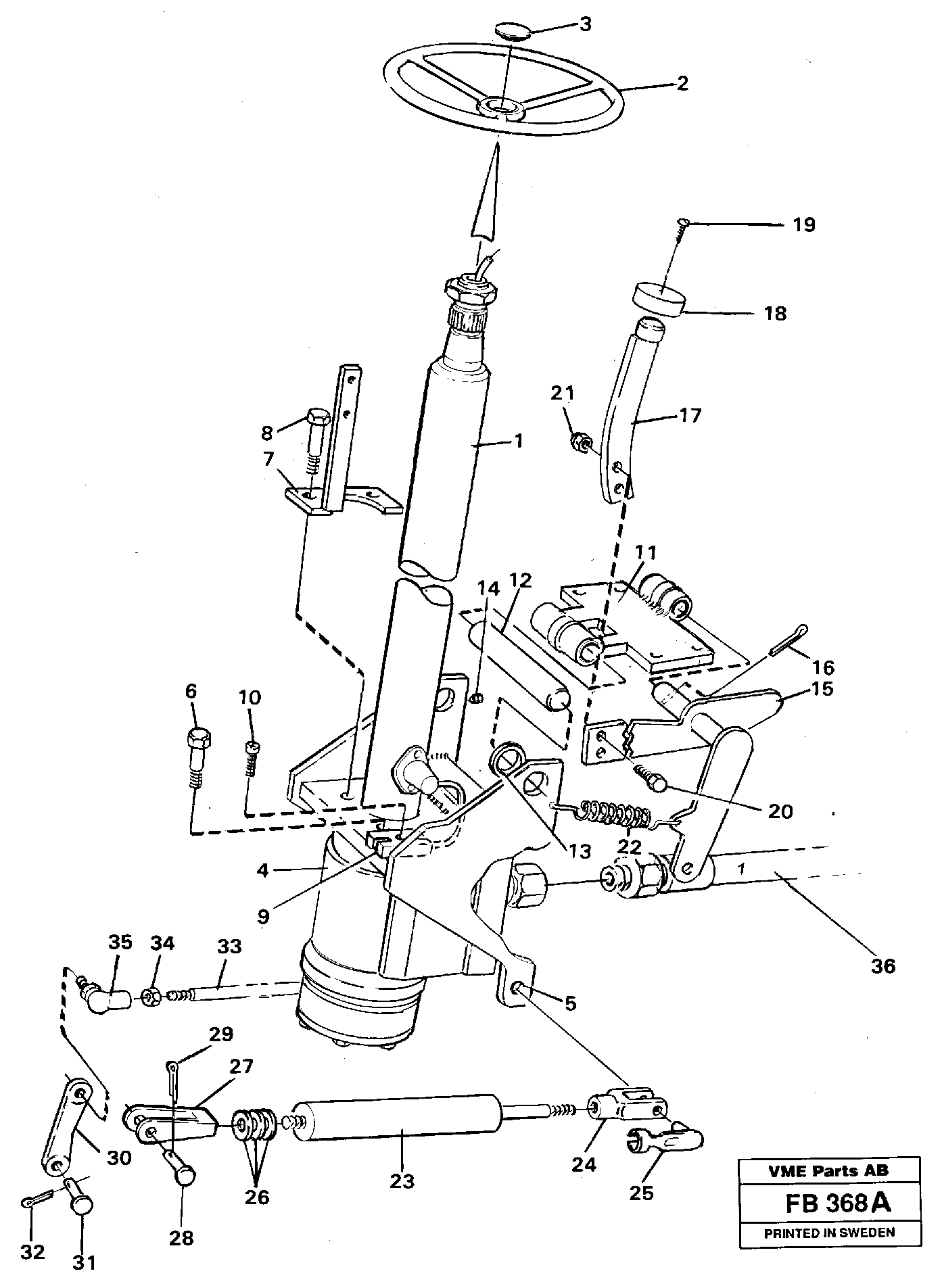 Adjustable steering column — volvo parts diagram