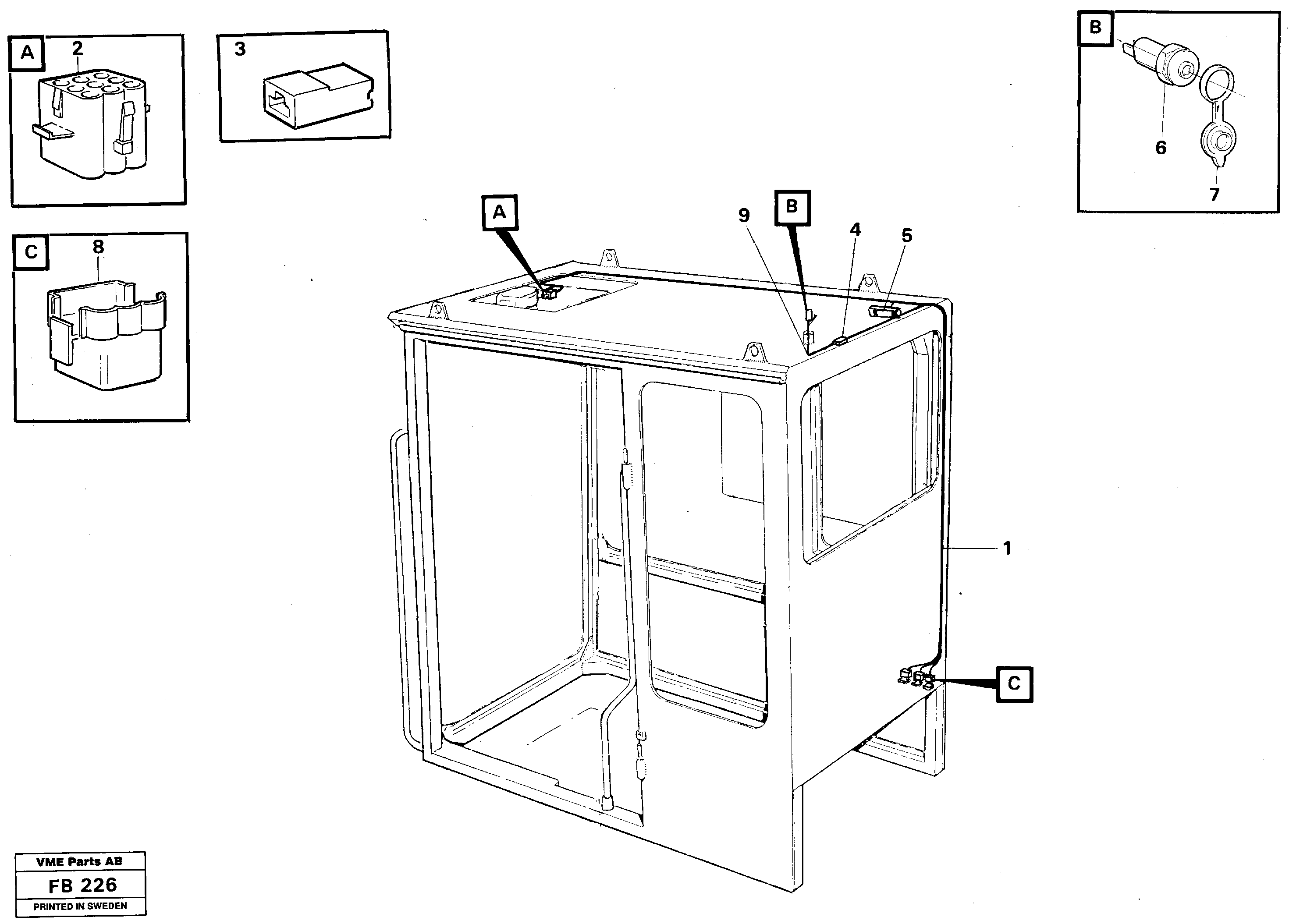 Cable harnesses, cab — volvo parts diagram