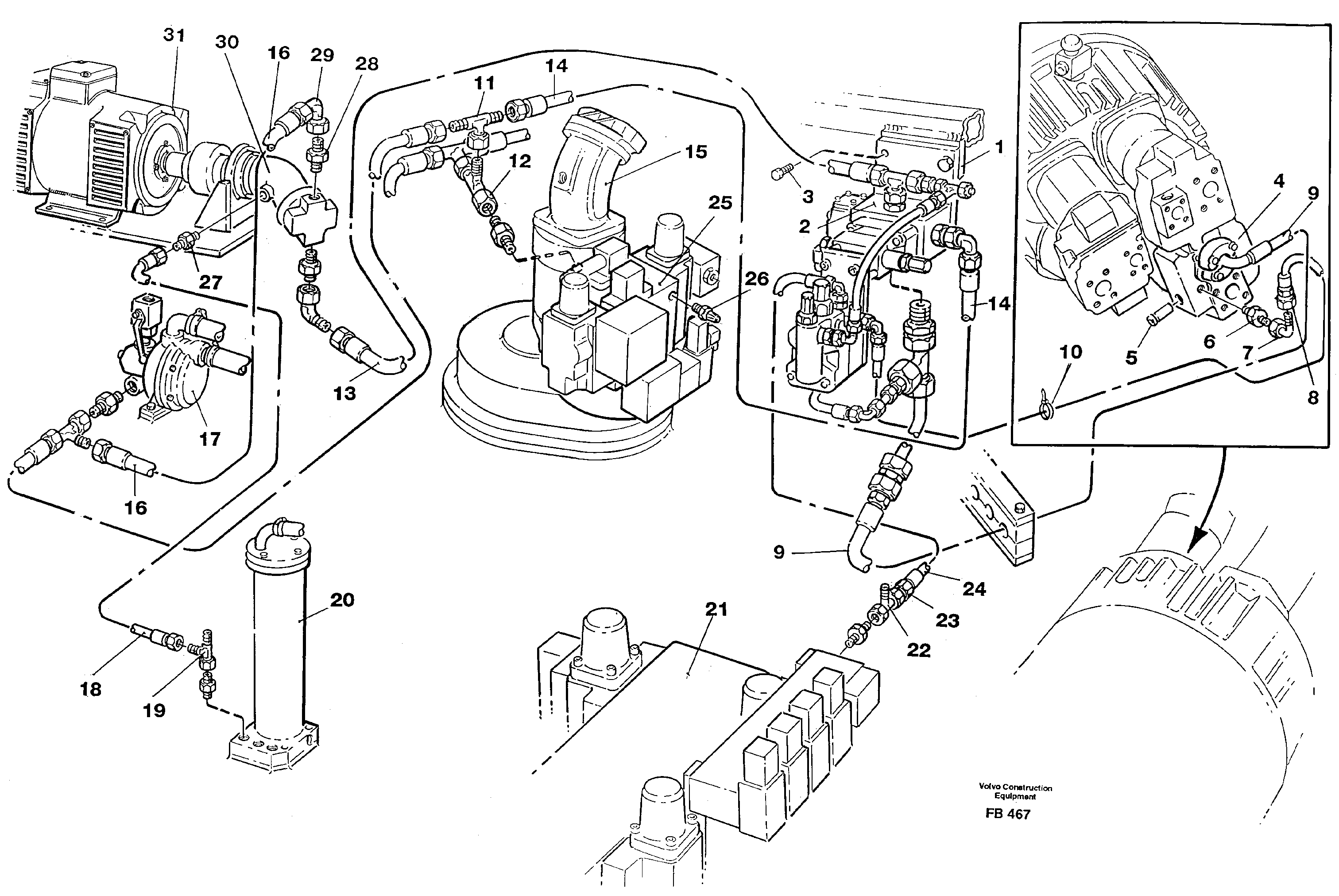 Magnet equipment Älmhult Hydraulic installation, 9 Kw alternator  14263149  SER NO 1490- — volvo parts diagram