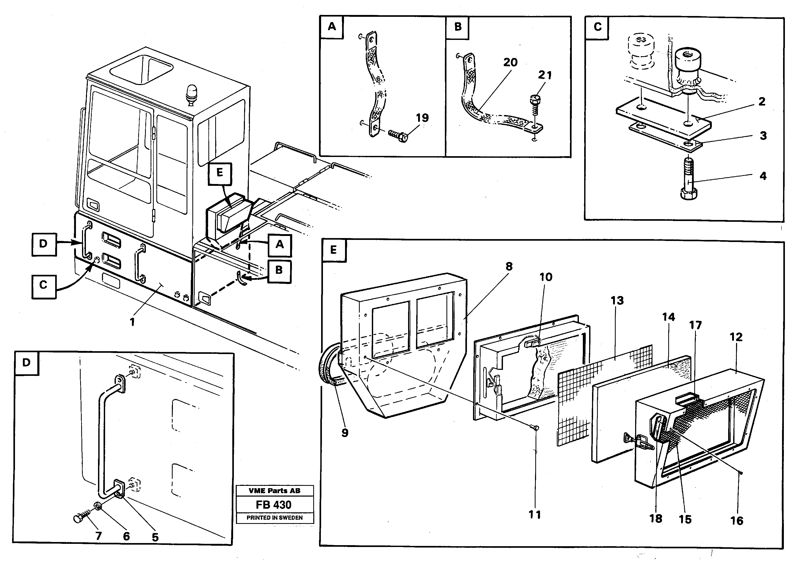 Cab elevation on superstructure, 600 mm 14260525 — volvo parts diagram