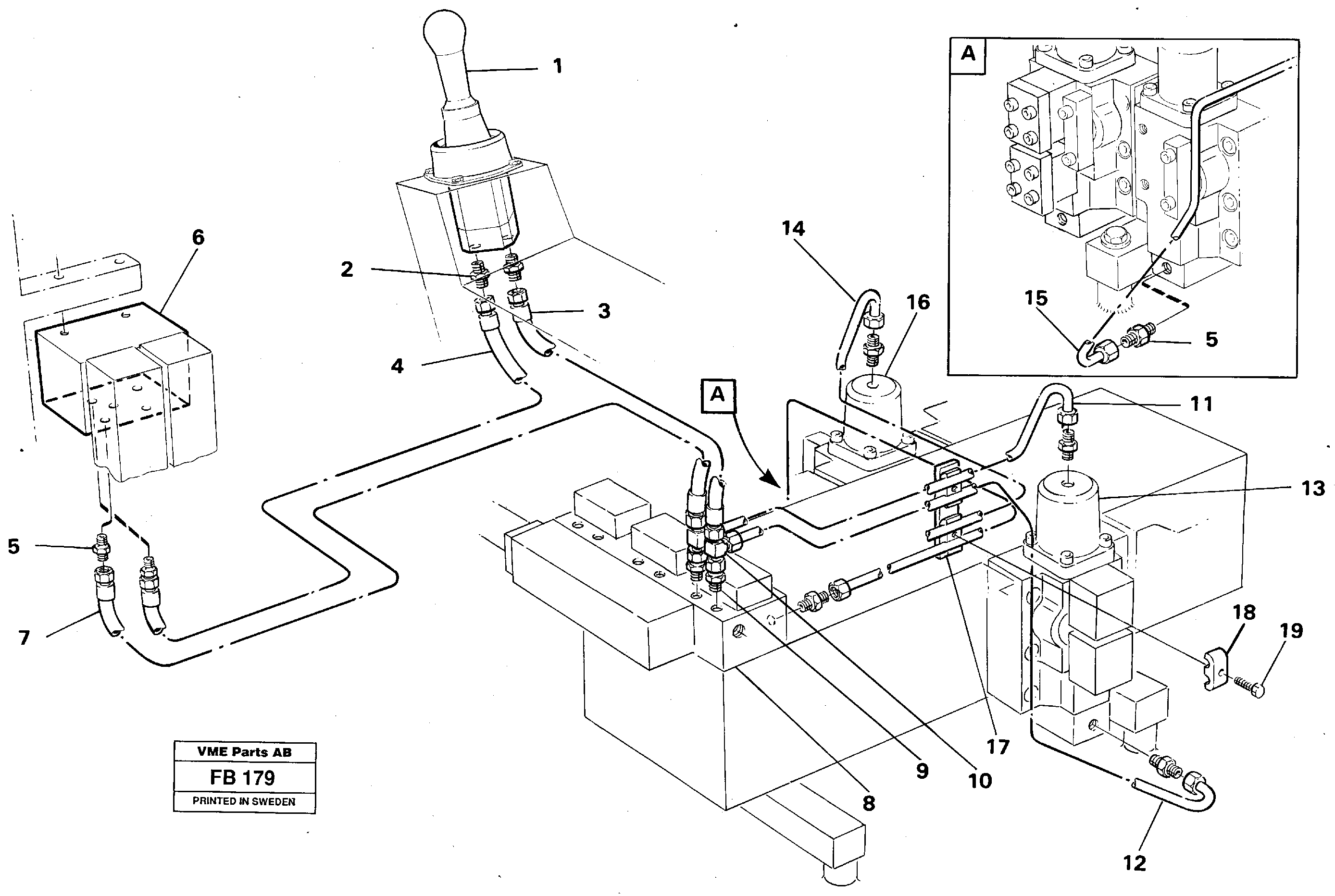 Servo hydraulics, dipper arm — volvo parts diagram