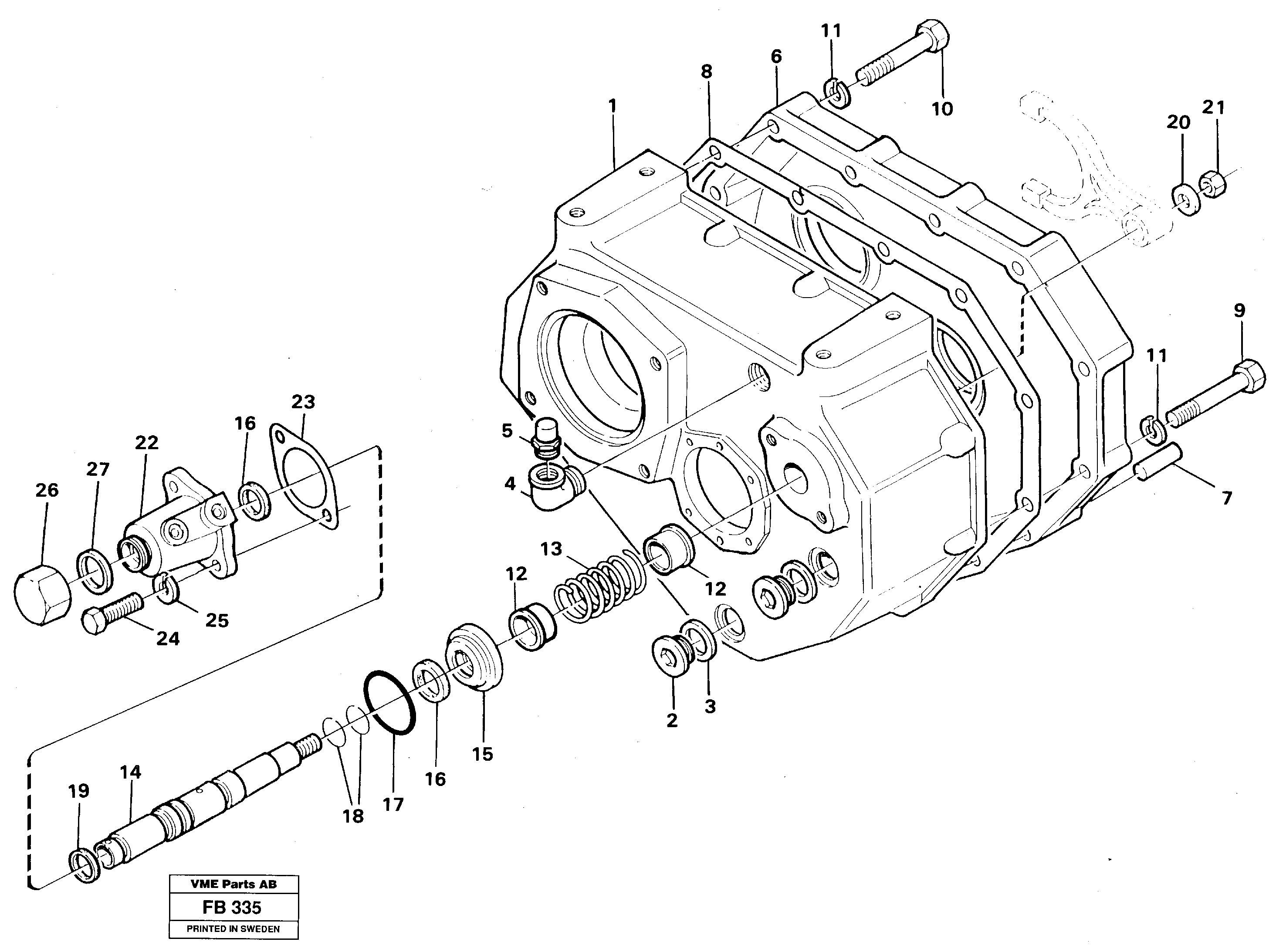 Gear box Housing with fitting parts — volvo parts diagram