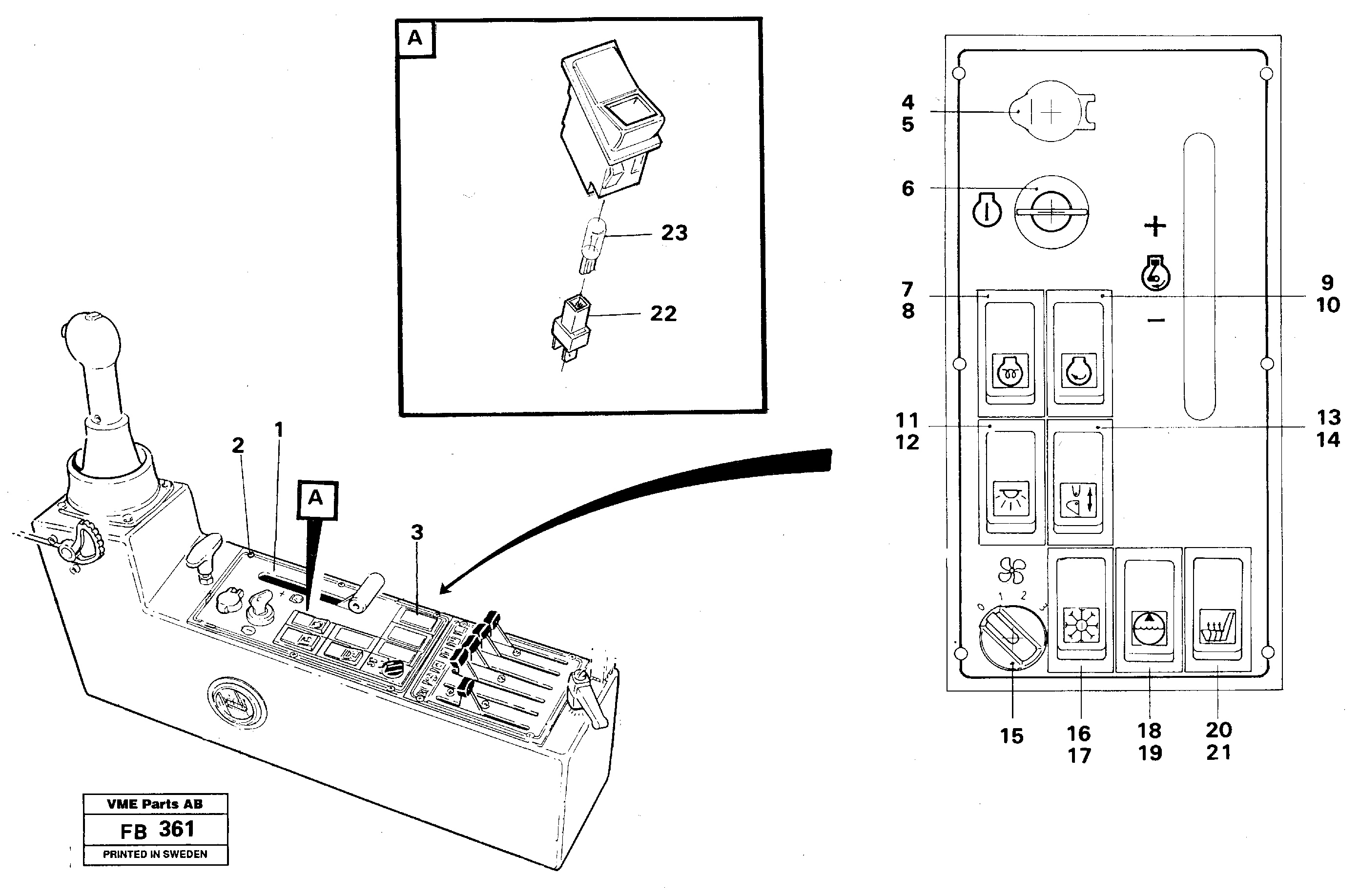 Engine control panel — volvo parts diagram