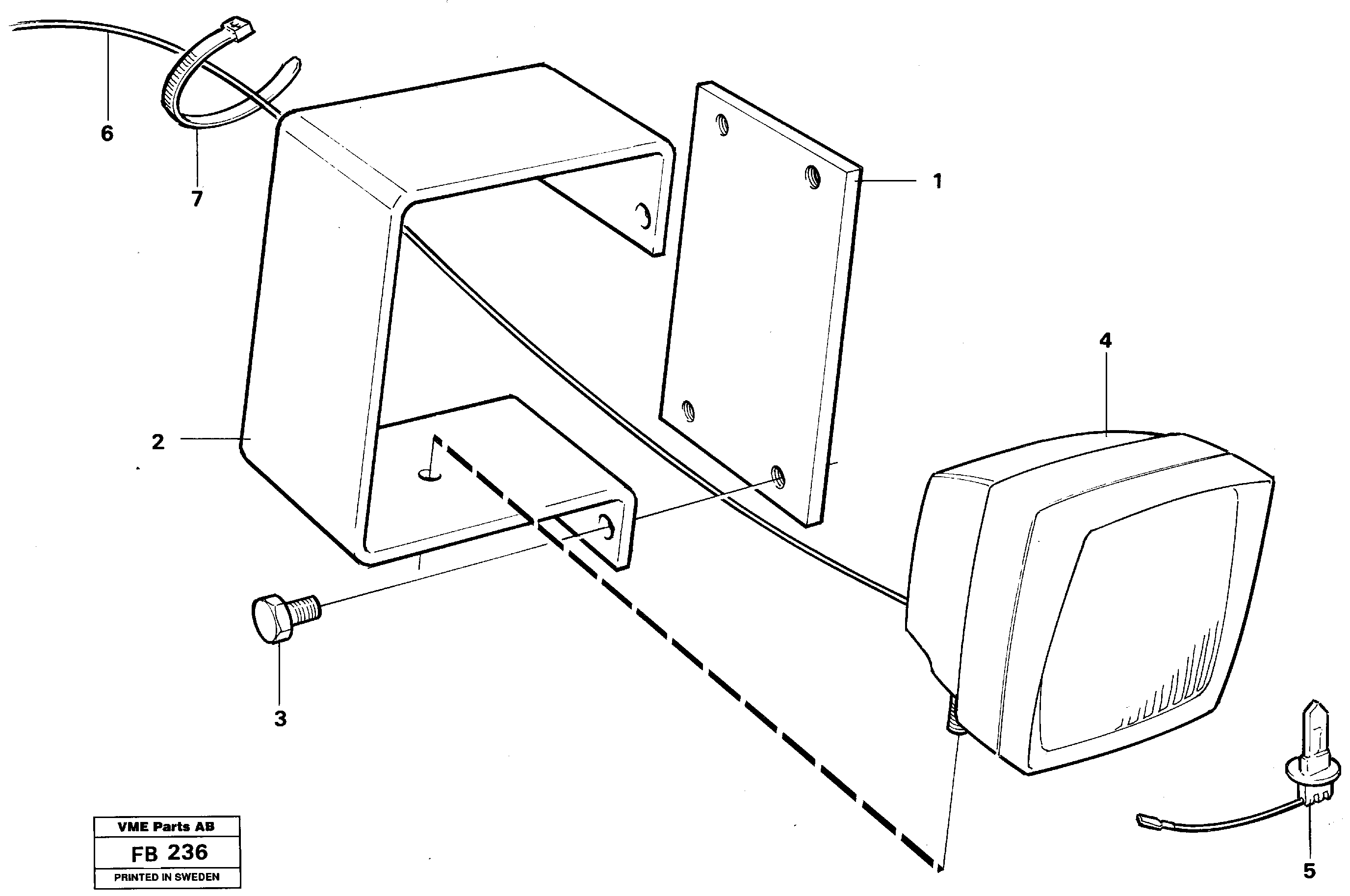 Working lamp on boom — volvo parts diagram