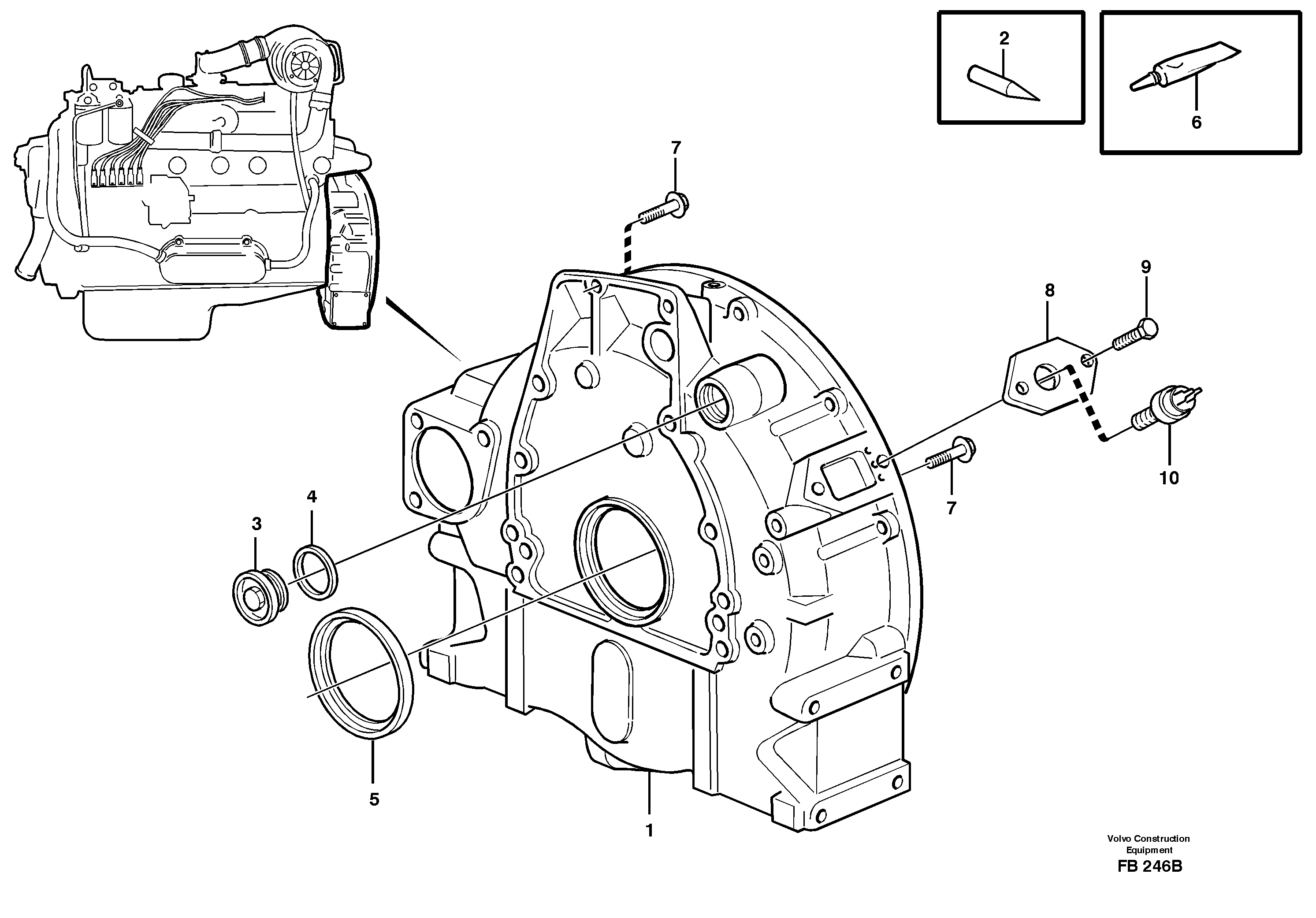 Flywheel housing — volvo parts diagram