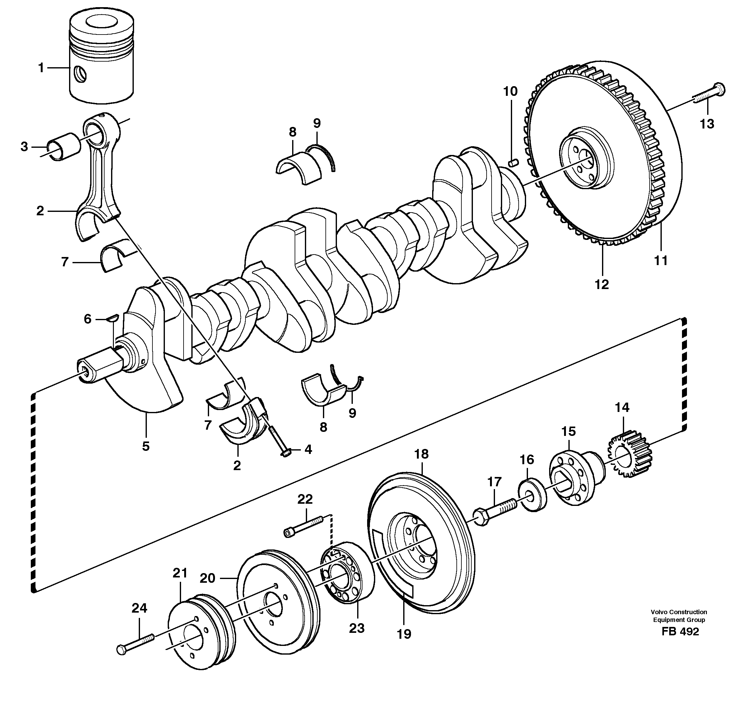 Crankshaft and related parts  TD 63 KIE — volvo parts diagram