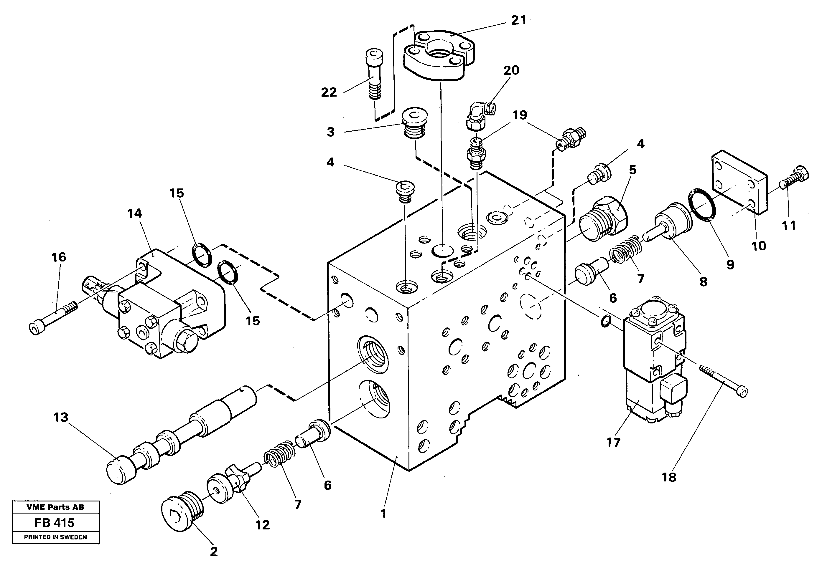 Control block for hydraulic hammer.  14261292 — volvo parts diagram