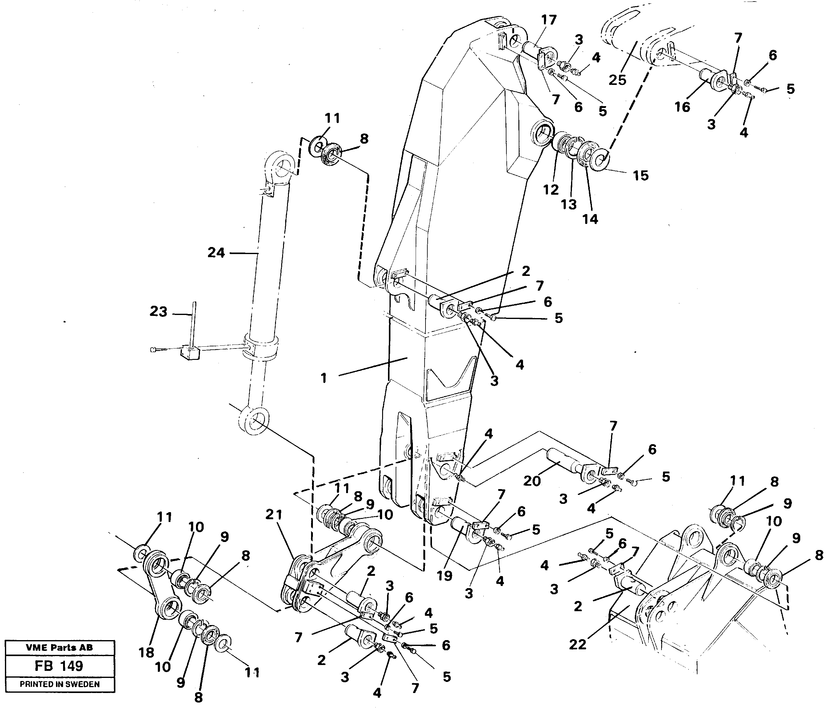 Backhoe dipper arm 3.35m  14262328 — volvo parts diagram