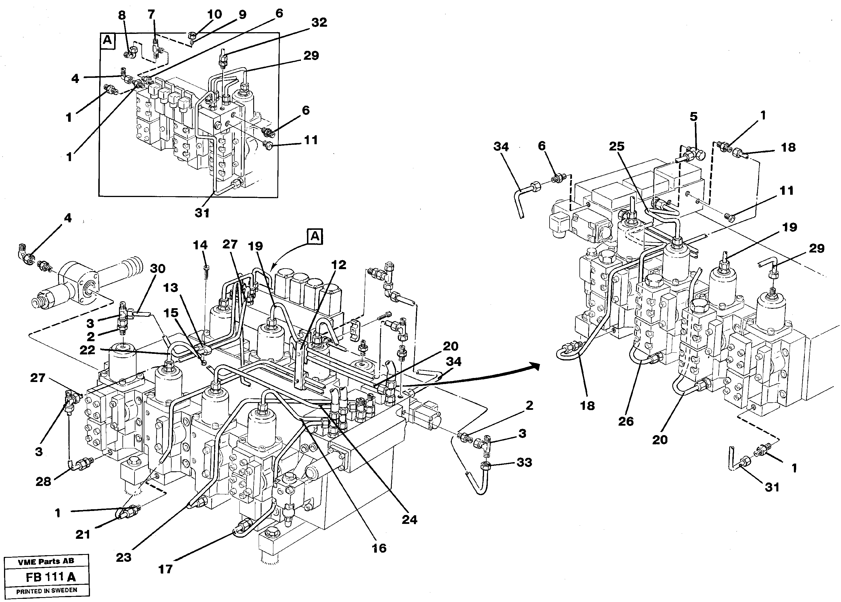 Main valve assembly, tubes connections — volvo parts diagram