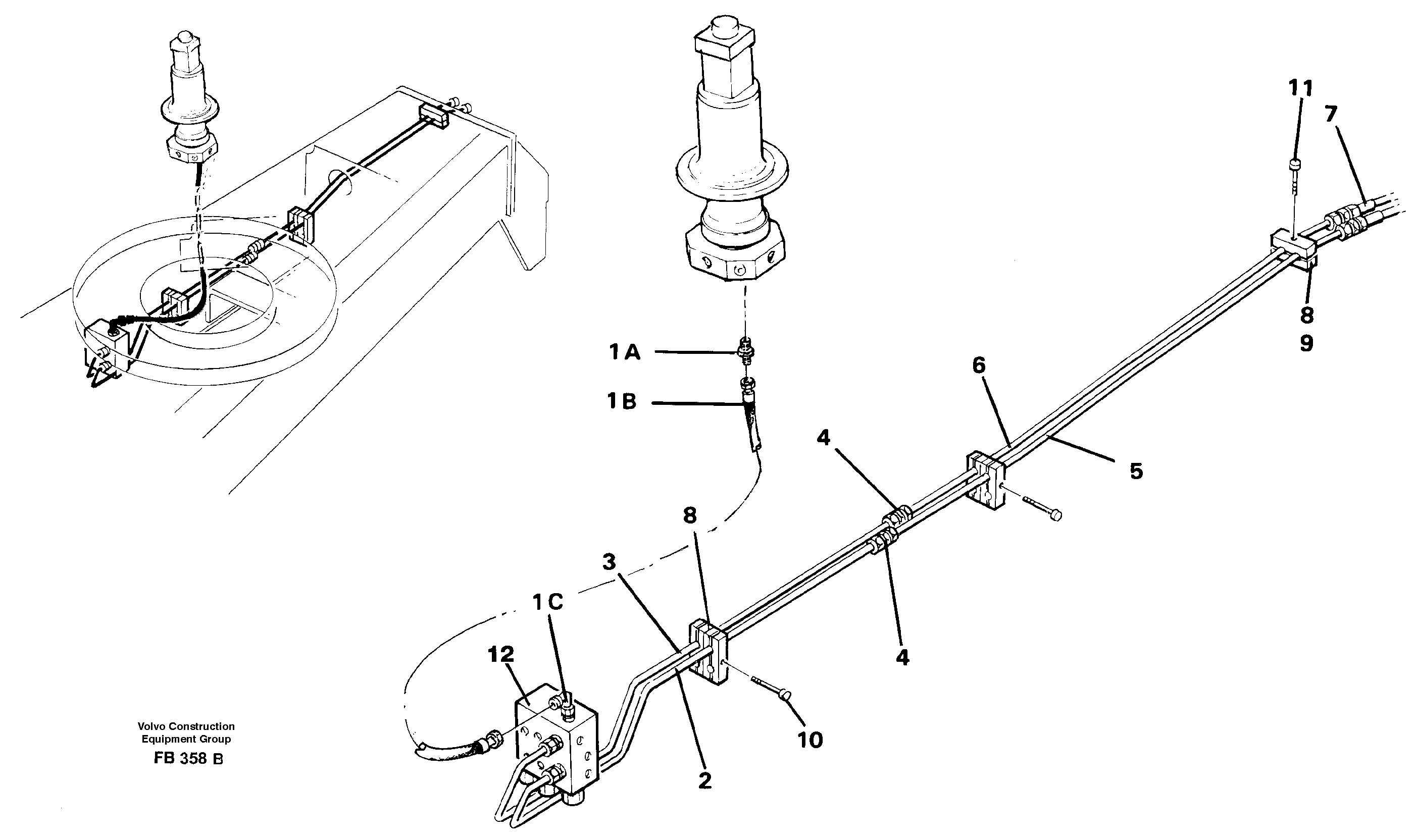 Hydraulic system for dozer blade, undercarriage  14238804, 14257777 — volvo parts diagram