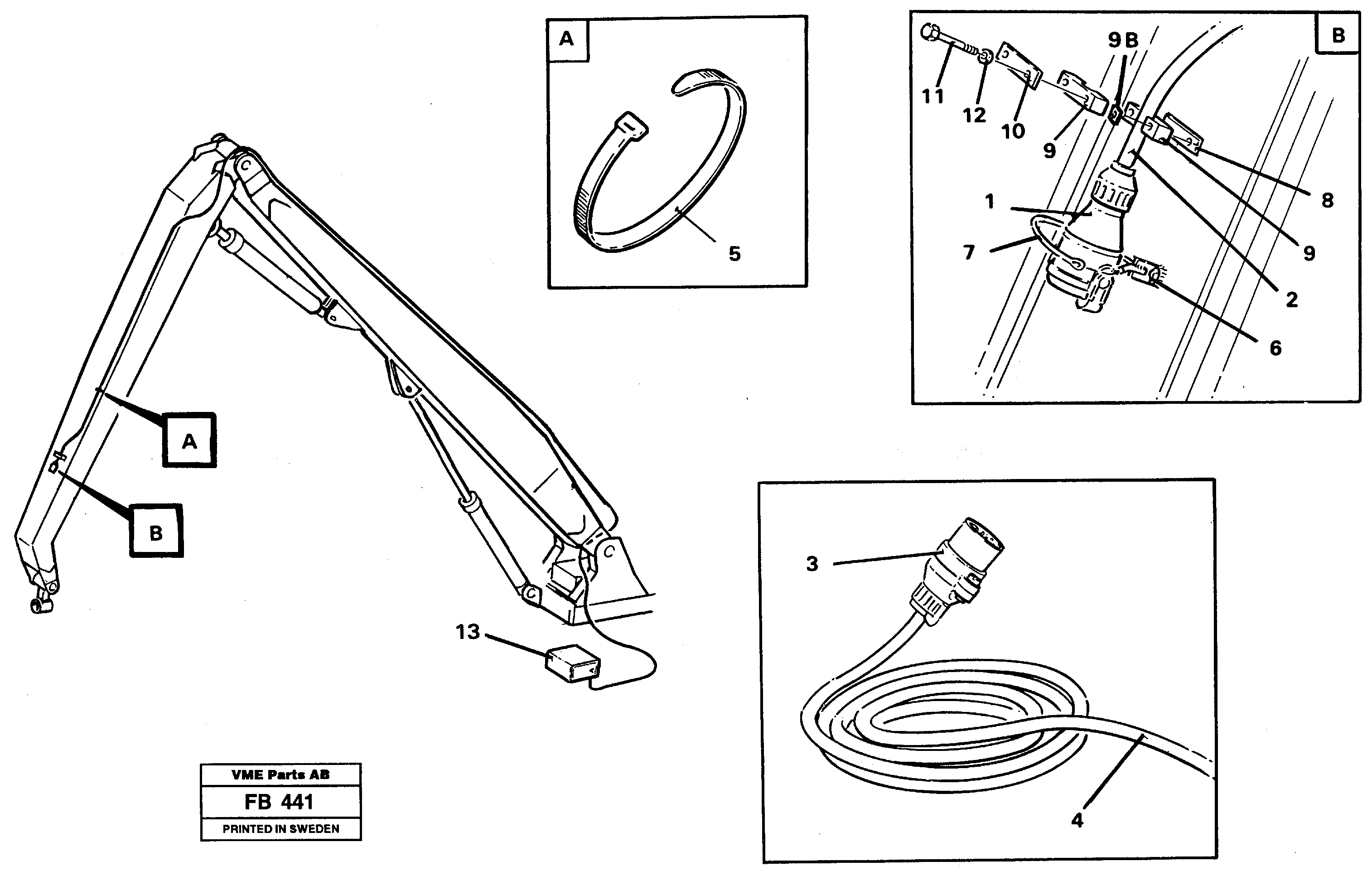 Magnet equipment Ohio, electric installation on handling boom and arm  14263260 — volvo parts diagram