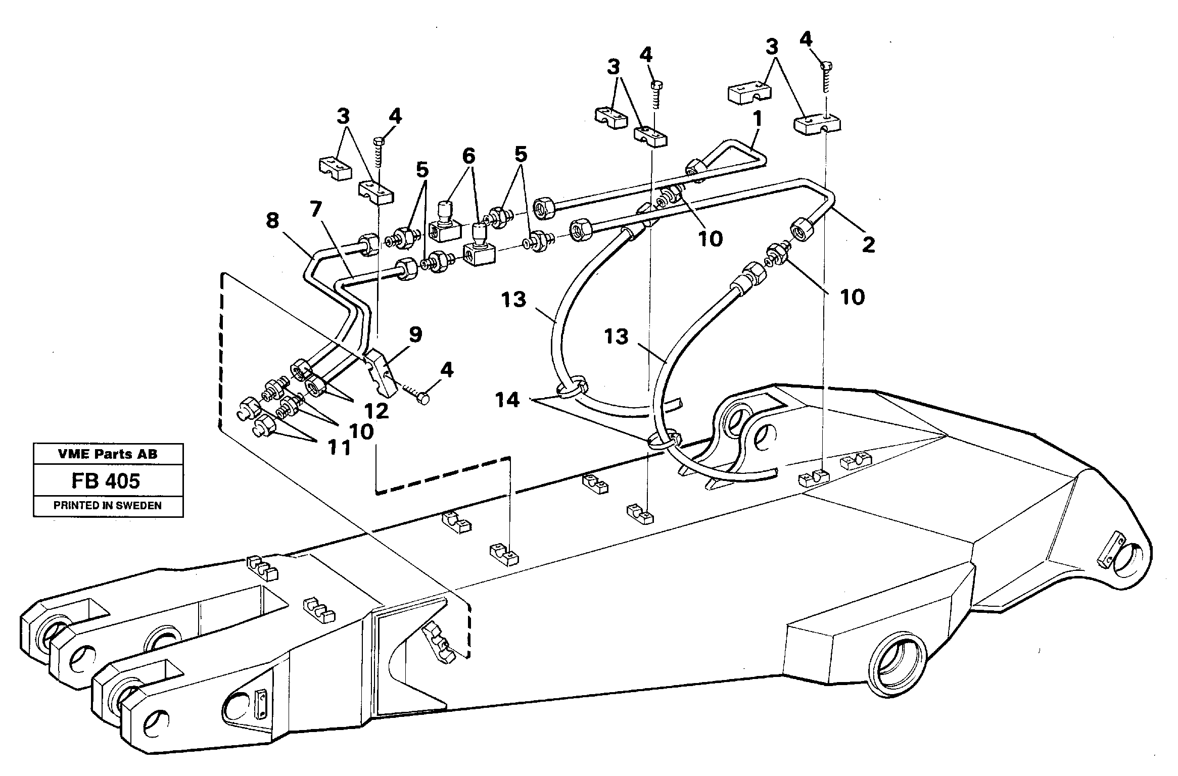 Slope bucket equipment ondipper 2.25 M/ 2.80 M/ 3,3m/ 3,35m  14255228, 14255231, 14255234, 14262546 — volvo parts diagram