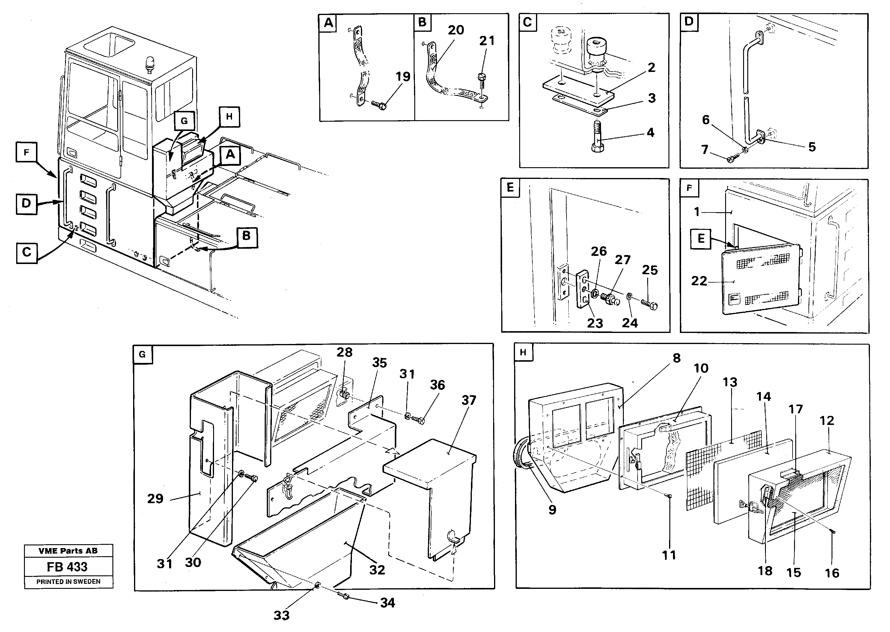 Cab elevation on superstructure, 1220 mm 14260584 — volvo parts diagram