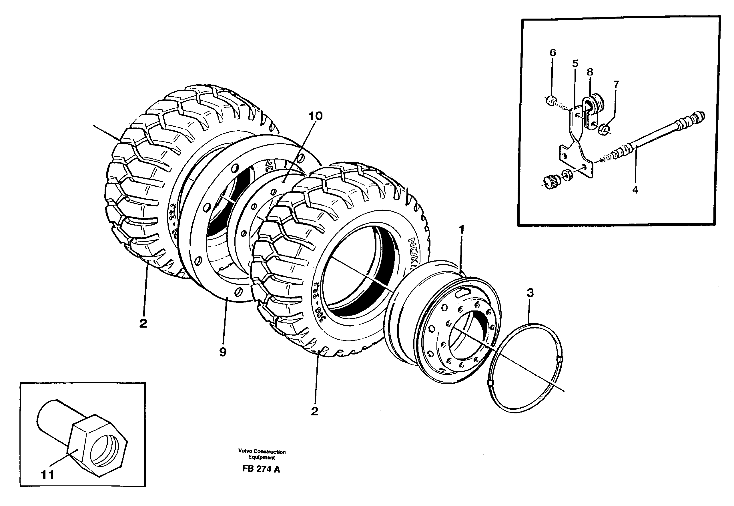 Wheel equipment 10.00X20, 11.00X20, 12.00X20 — volvo parts diagram