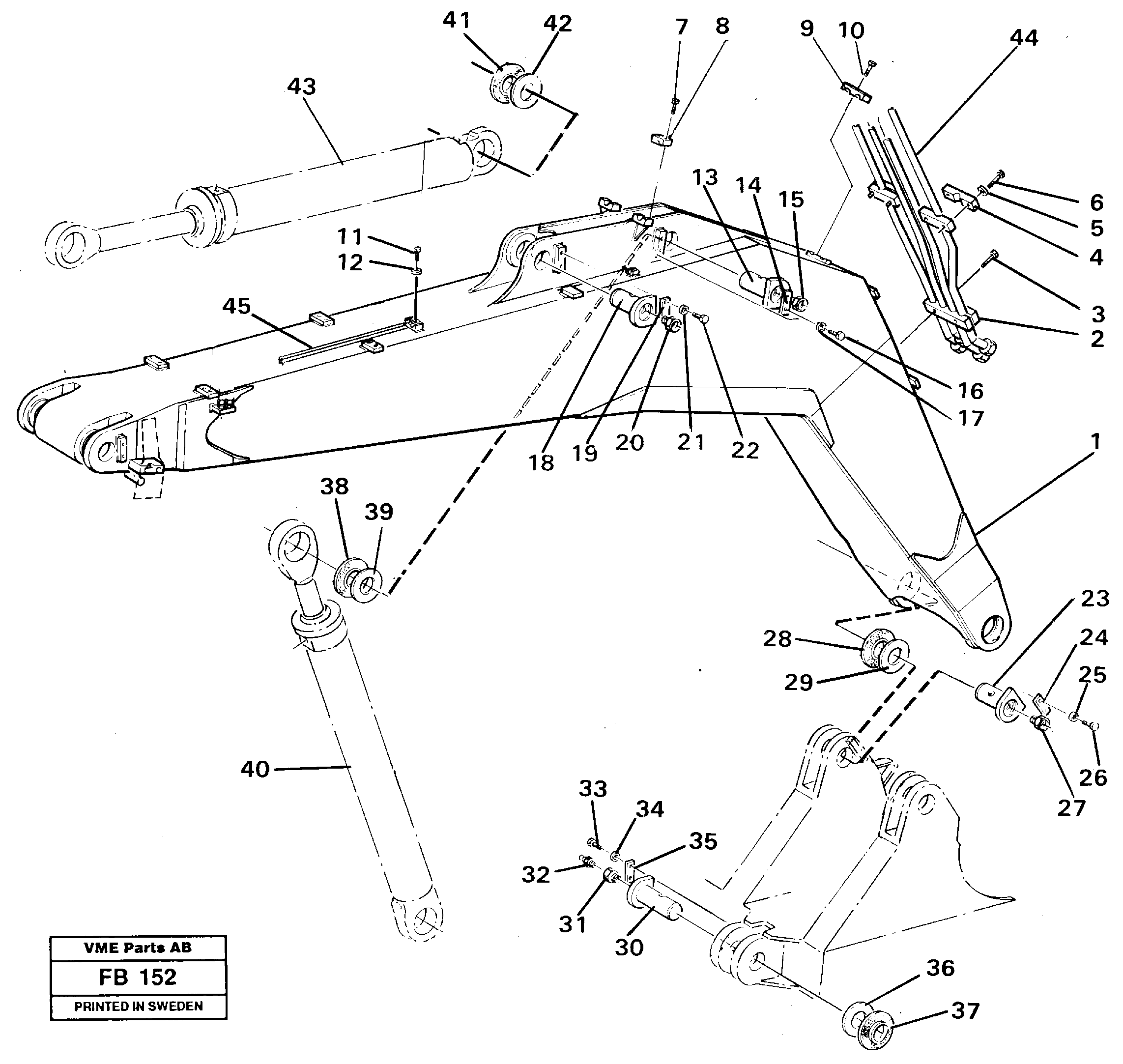 Backhoe boom 5.20m  14260953 — volvo parts diagram