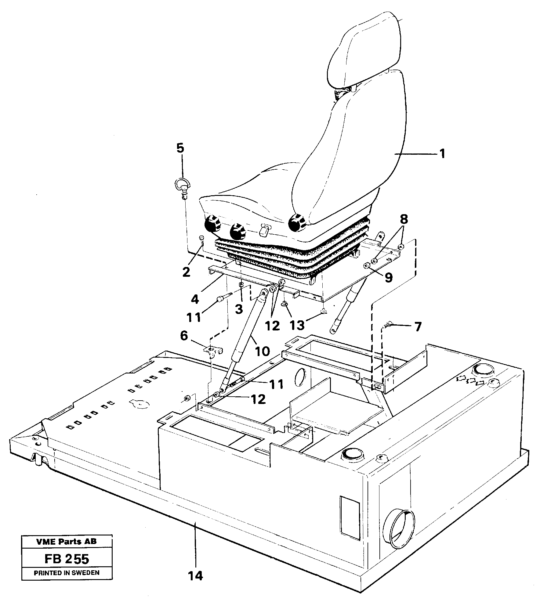 Drivers seat with fitting part — volvo parts diagram