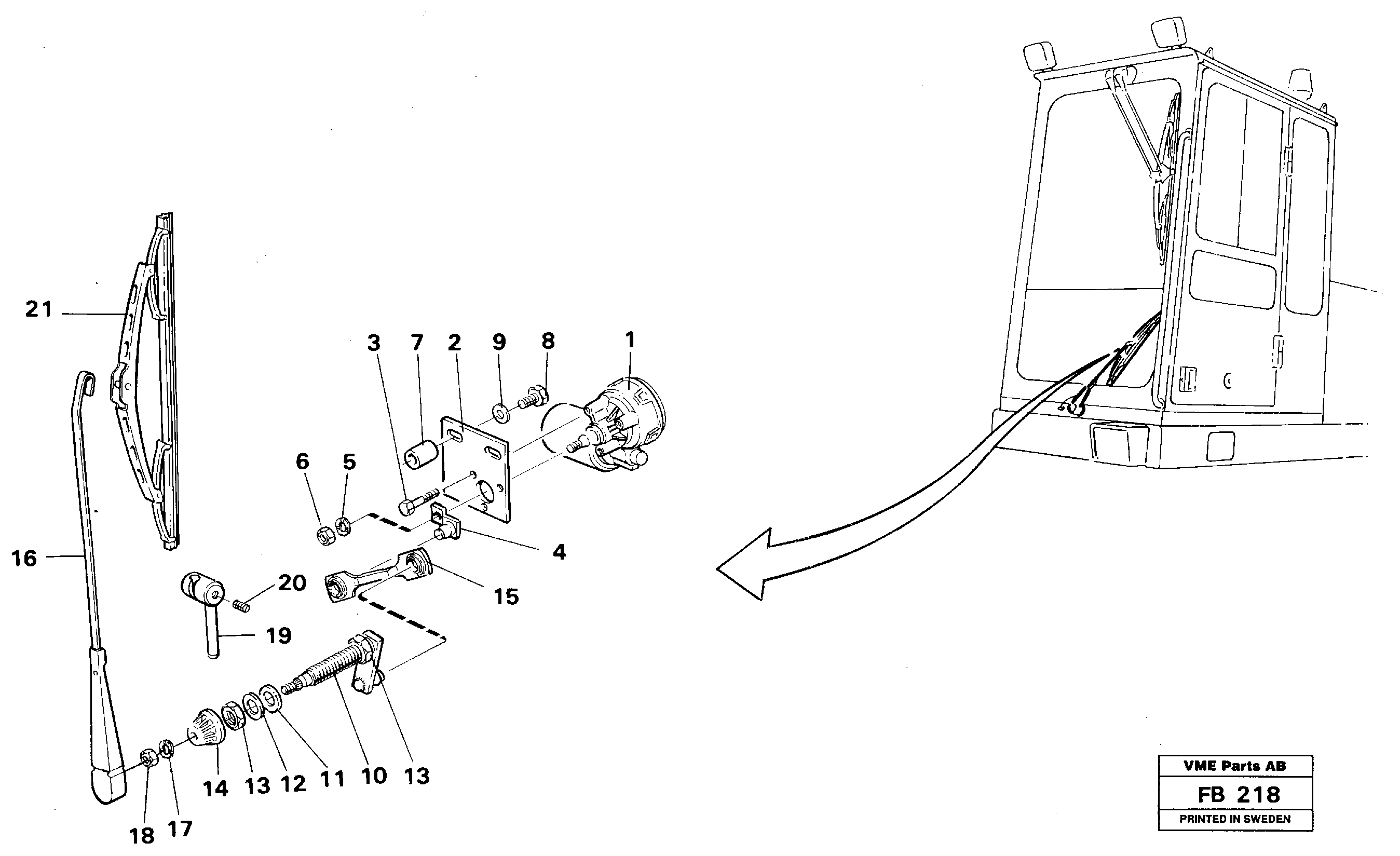 Windscreen wiper, lower — volvo parts diagram