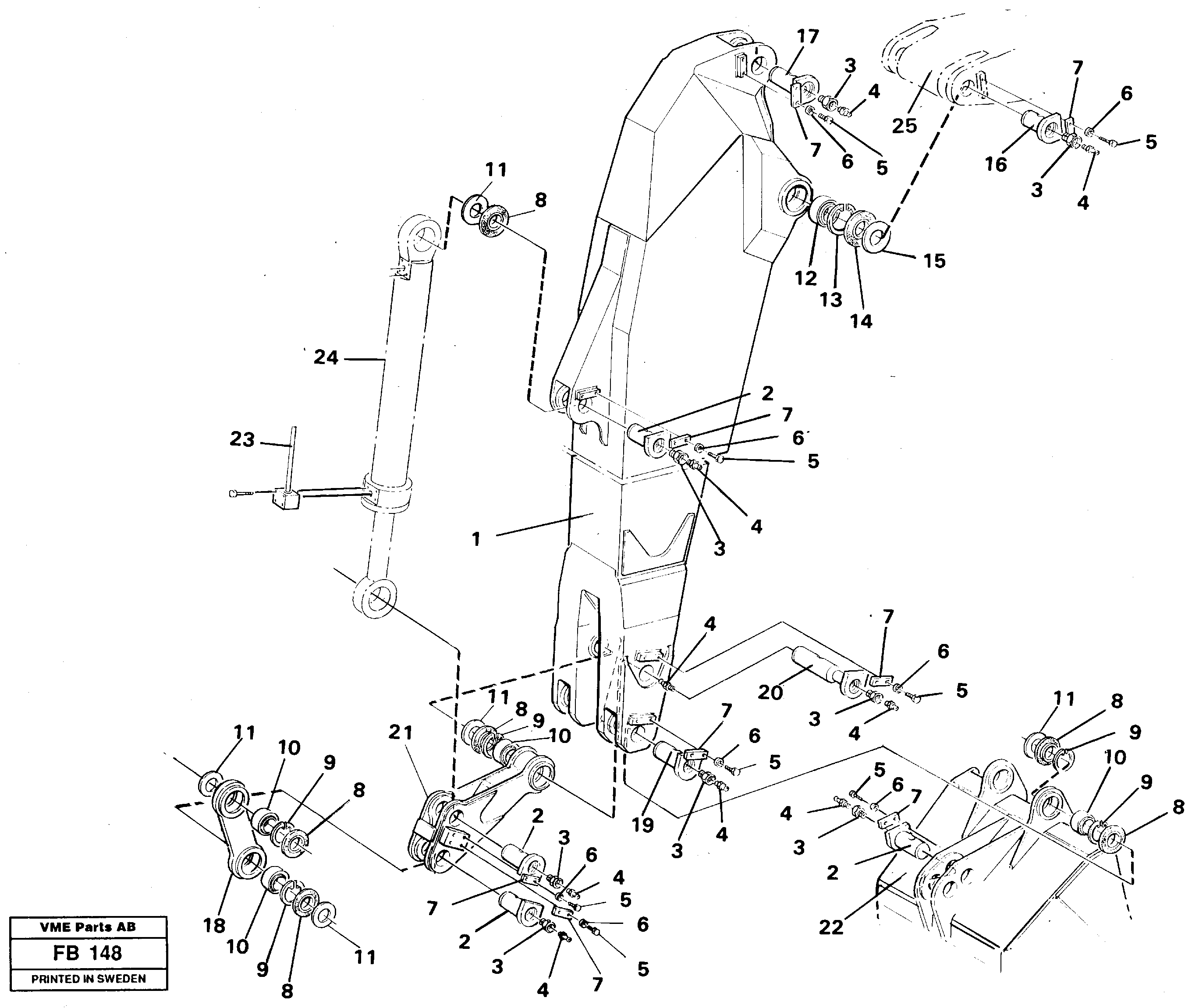Backhoe dipper arm 3.30m  14257269 — volvo parts diagram