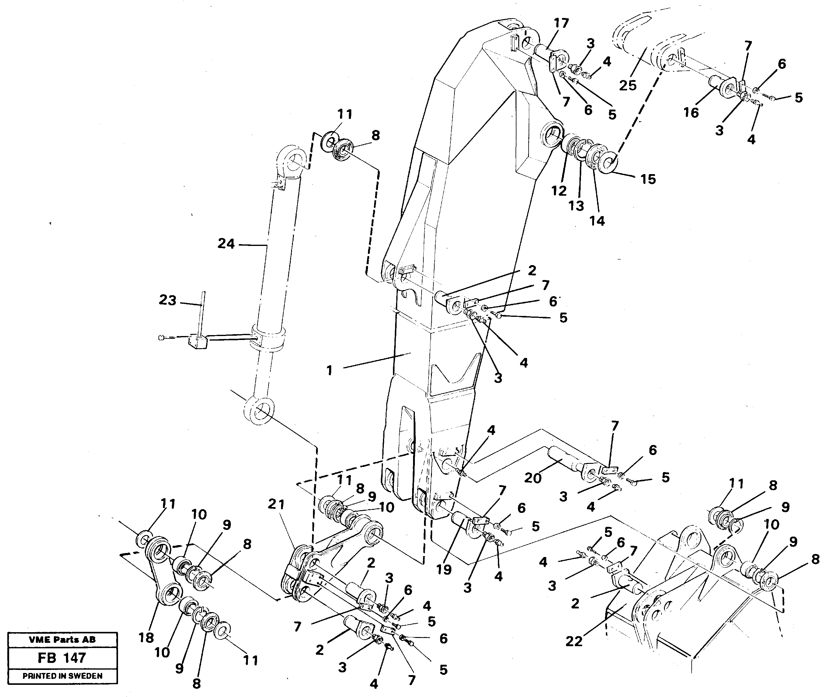 Backhoe dipper arm 2.80m  14257195 — volvo parts diagram