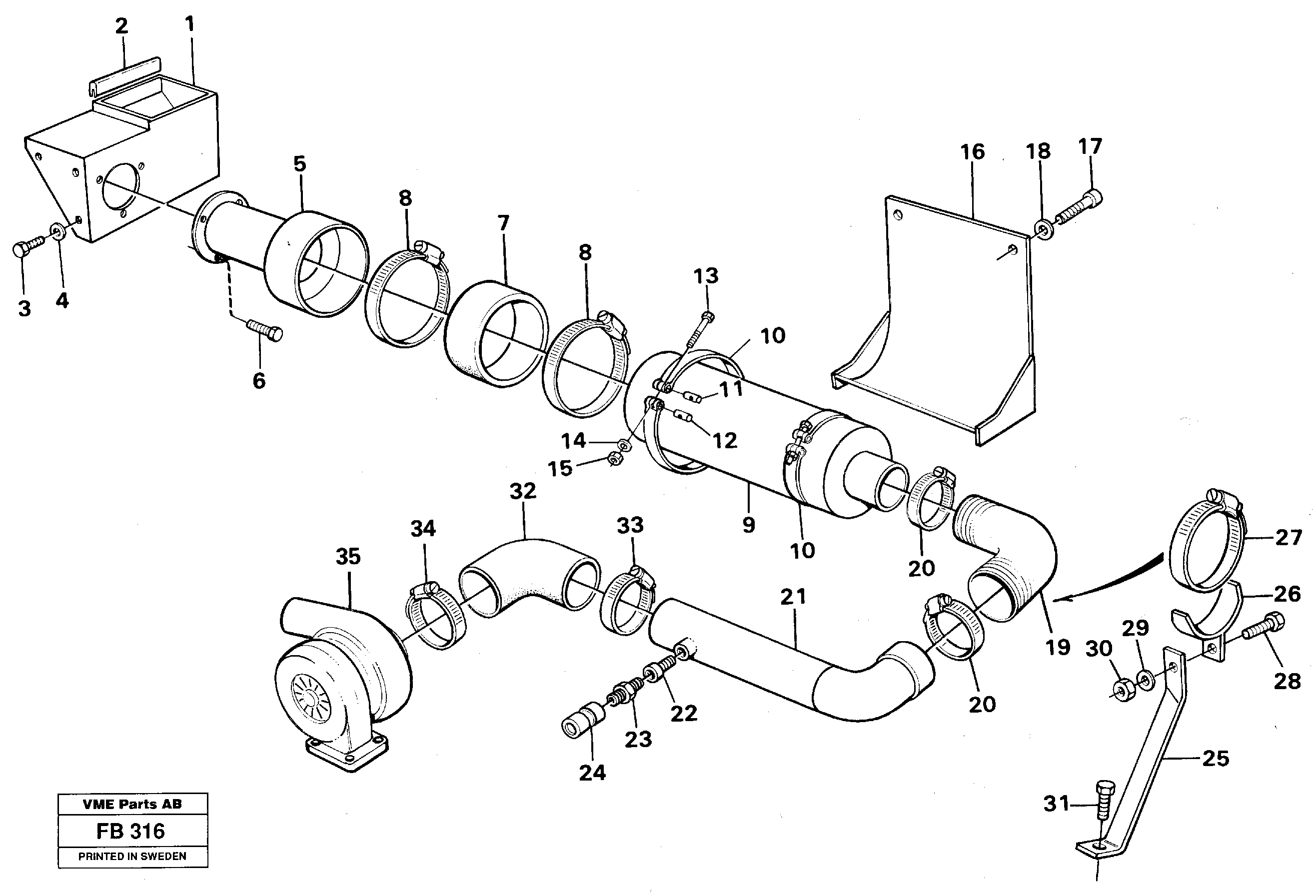 Inlet system TD 61 GE — volvo parts diagram