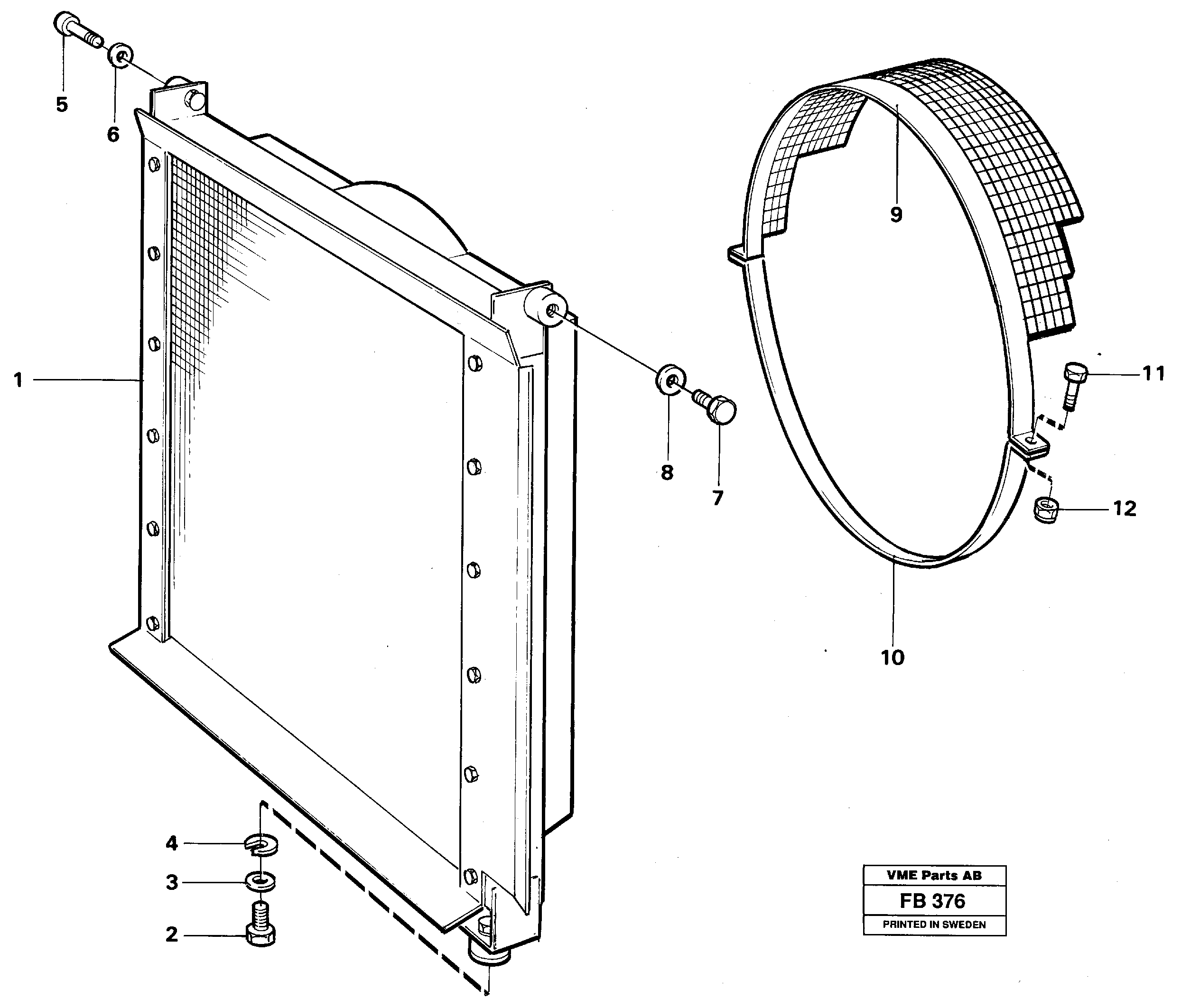 Radiator with fitting parts — volvo parts diagram