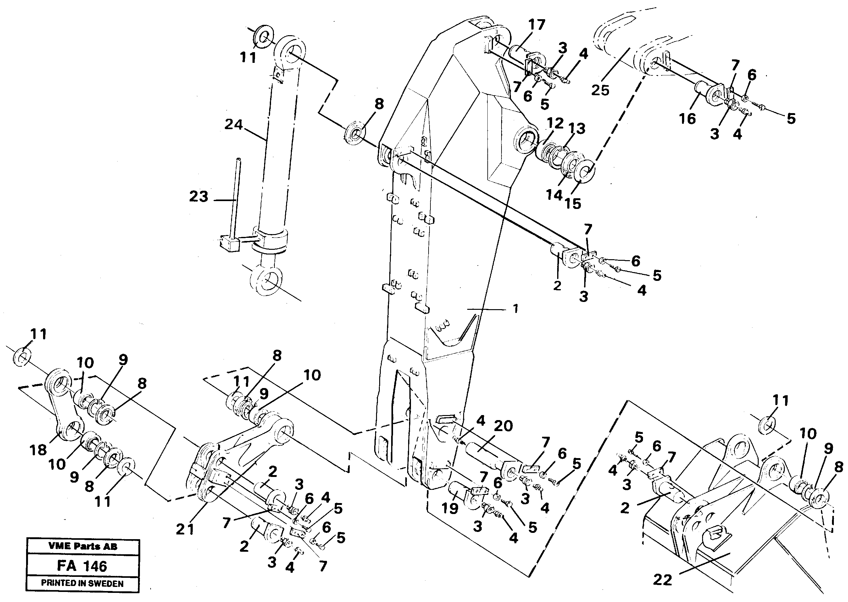 Backhoe dipper arm 2.25m  14257609 — volvo parts diagram