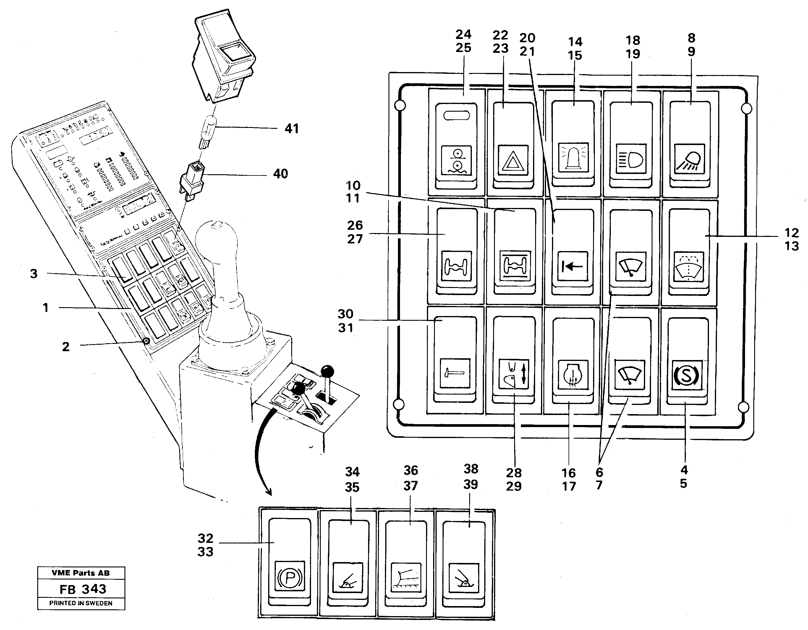 Toggle switch panel — volvo parts diagram